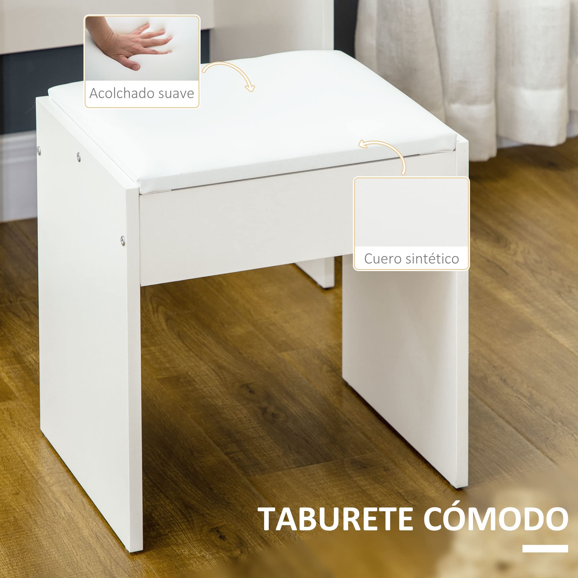 Modern Makeup Vanity with Stool & Mirror - 4 Drawers & Storage for Home Beauty
