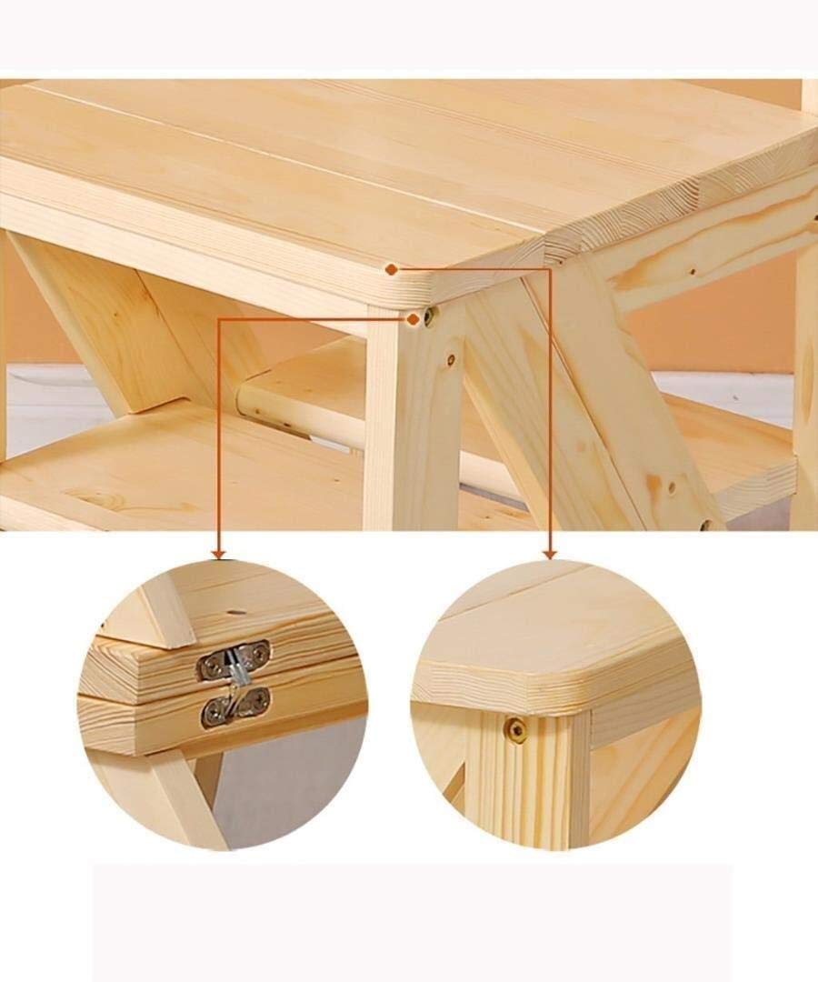 FADUNI Solid Wood Folding Step Stool with Backrest - Space Saving 4-Step Ladder Stool for Home, Kitchen, Bathroom & Kids Room - Multifunctional Indoor Climbing Stool for Easy Reach & Storage