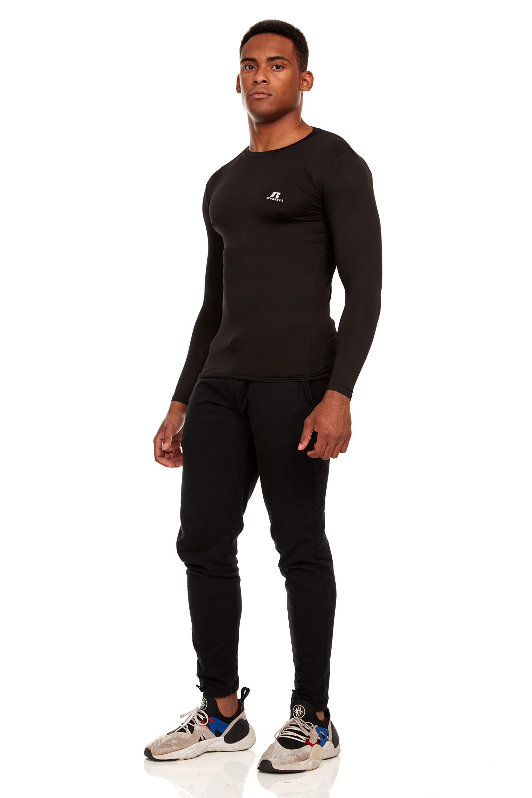Russell Athletic Men's Long-Sleeve Compression Top - Lightweight Moisture-Wicking Workout Shirt for Running, Gym & Training - Performance Baselayer for Athletes (Ideal for Cold Weather Workouts & Layering)