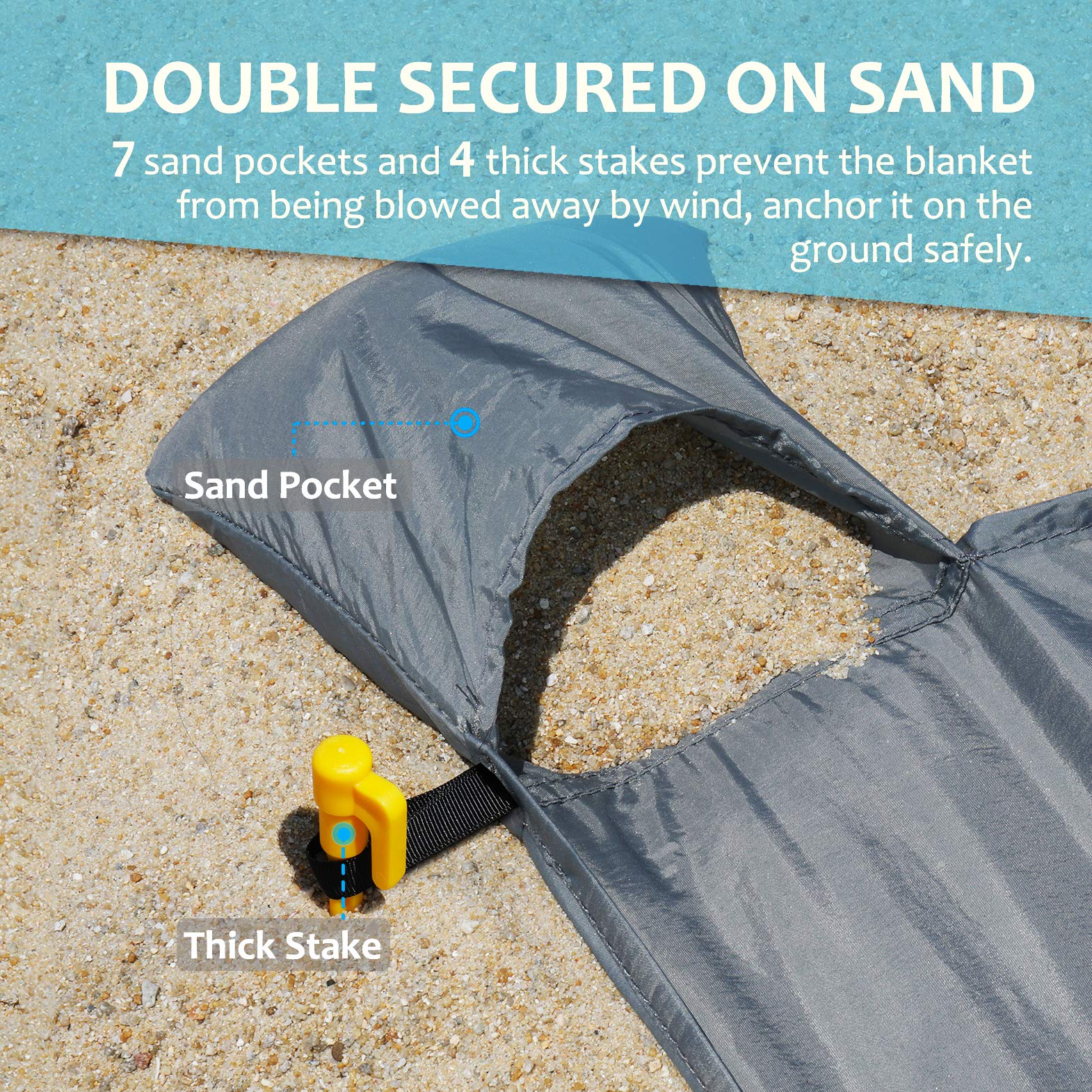 Tirrinia Waterproof Picnic Blanket - Sandproof Beach Blanket for Travel, Portable Outdoor Camping Blanket | Perfect for Beach, Park, Picnic, Hiking and Backyard Gatherings