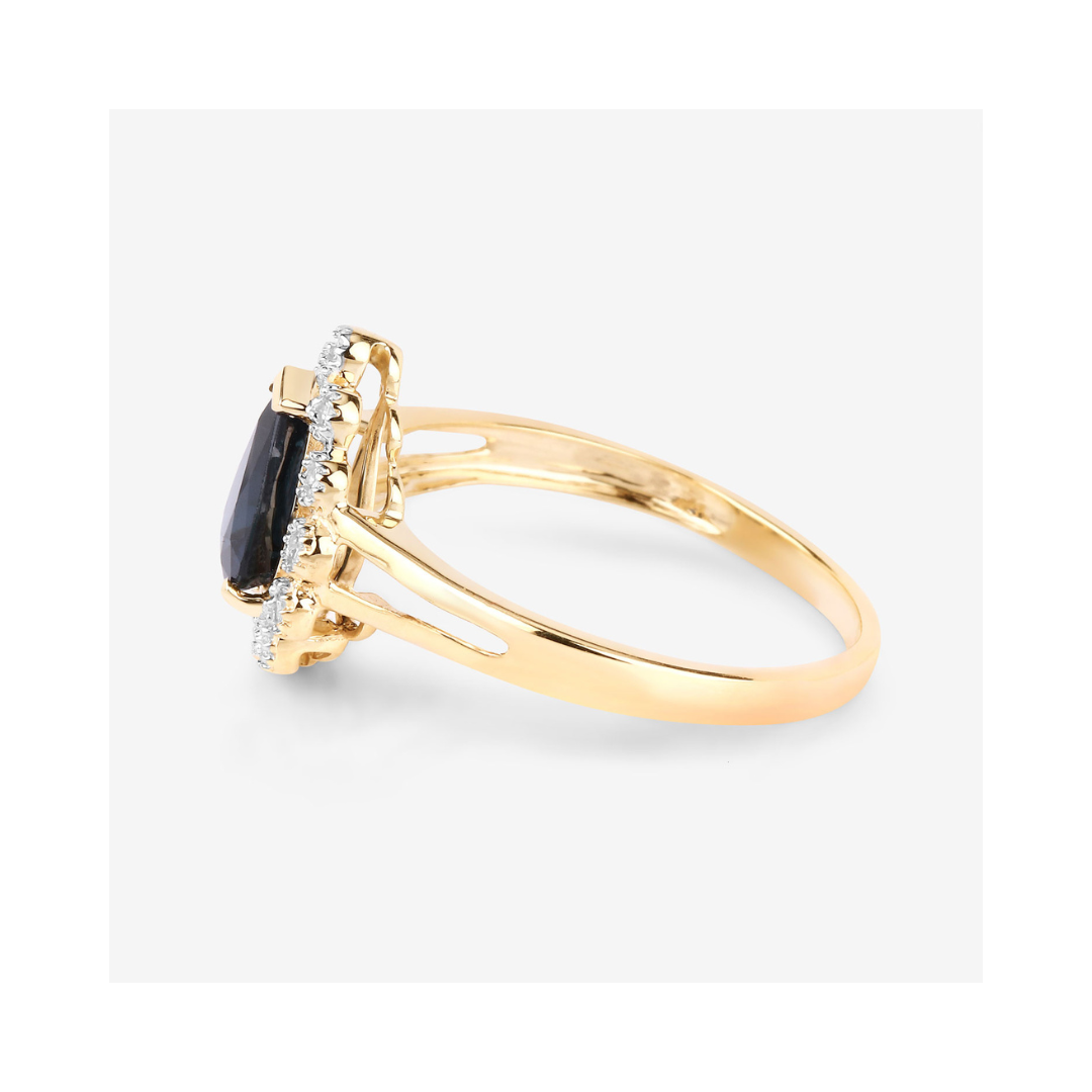 10K Solid Gold Blue Sapphire and White Diamond Ring for Women - Elegant Engagement, Wedding, Anniversary Gift - Perfect for Special Occasions & Everyday Luxury
