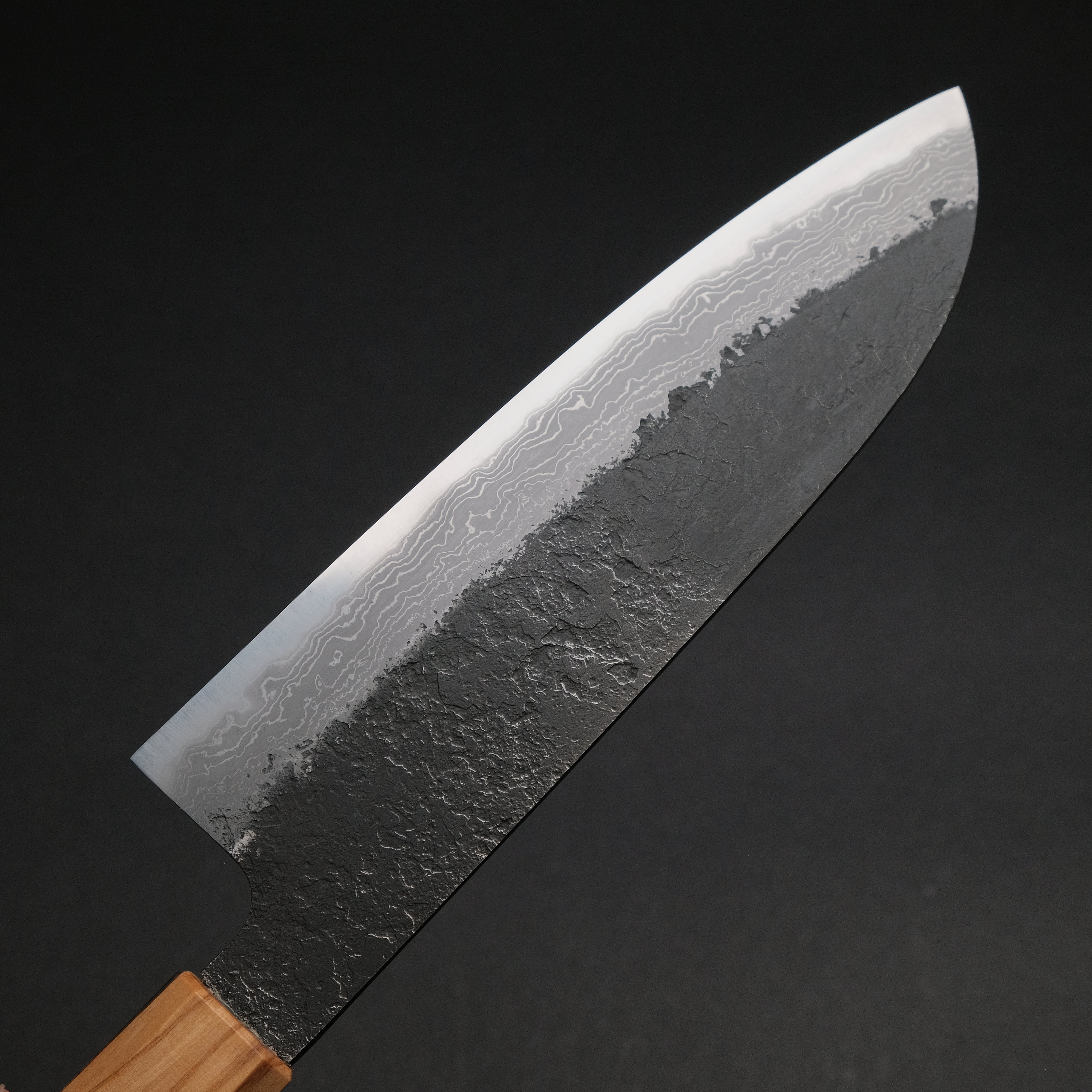 Premium Ajikataya White #2 Nashiji Damascus Santoku Knife 180mm - Olive Wood & Resin Handle (#49) - Perfect for Sushi, Vegetables & Meat Slicing - Japanese Chef's Knife for Home & Professional Kitchens