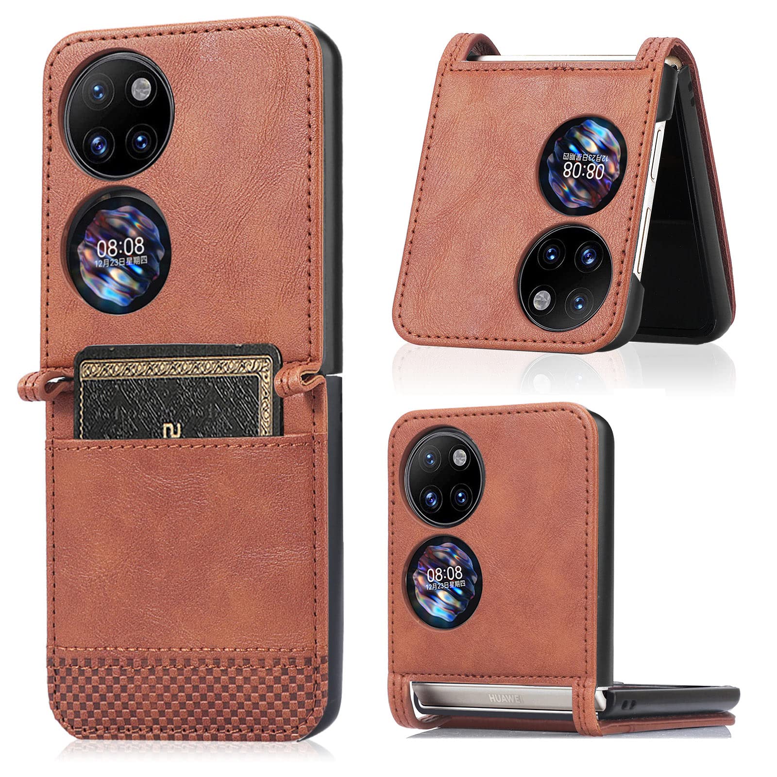 Huawei P50 Pocket Case Cover - Premium PU Leather Flip Case for BAL-AL00 (Brown) | Slim Protective Phone Cover with Card Slots | Perfect for Business, Travel & Everyday Use
