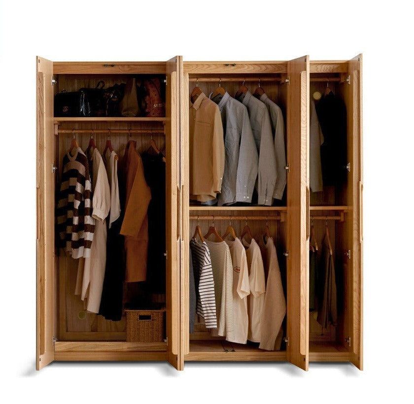 Solid Oak Wood Wardrobe - Premium Quality, Spacious Storage for Bedroom, Closet & Home Organization