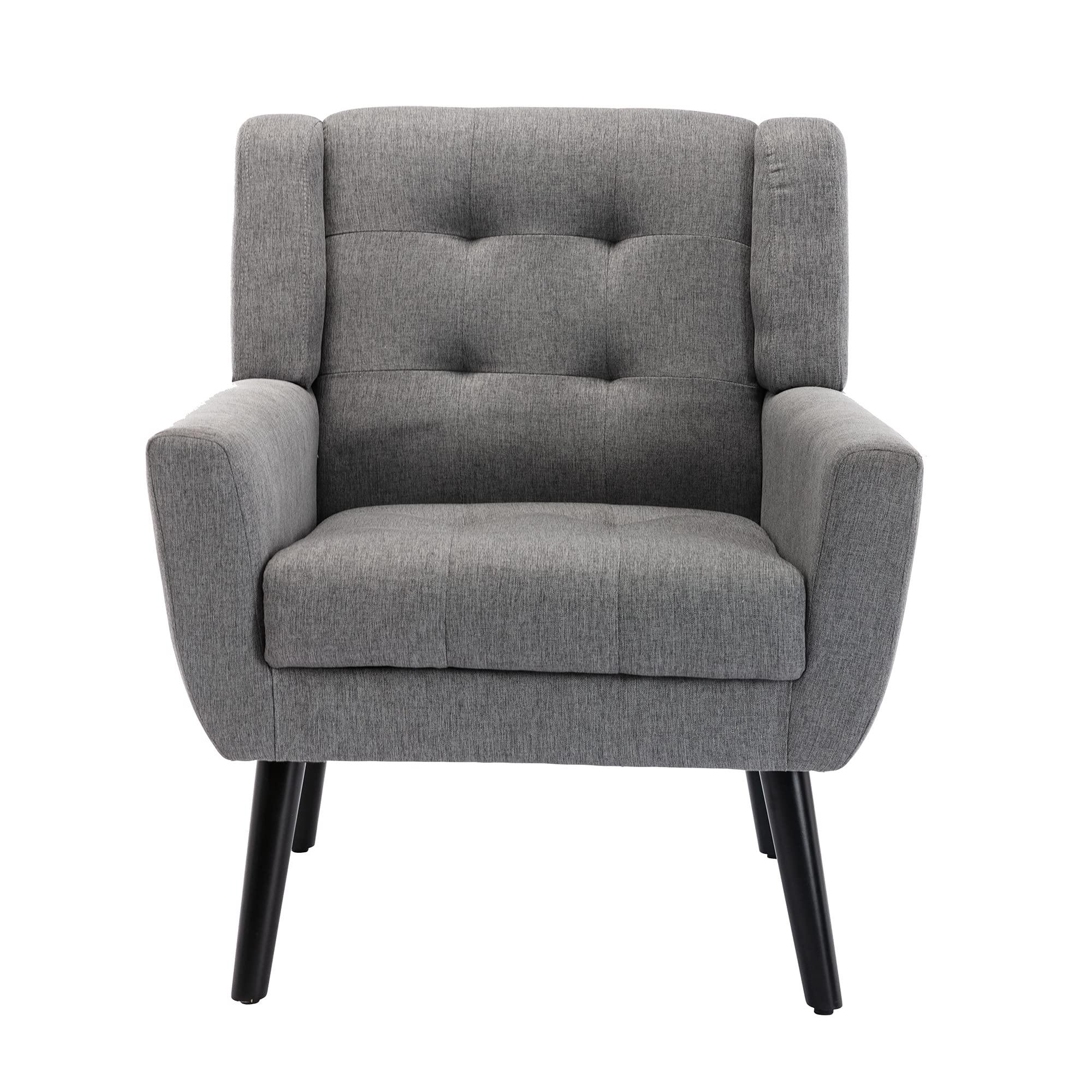 Modern Velvet Accent Chair - Solid Wood Legs Living Room Armchair | Lounge Chair for Club, Office & Balcony | Light Grey Home Decor | Perfect for Reading Nook, Coffee Corner & Cozy Spaces