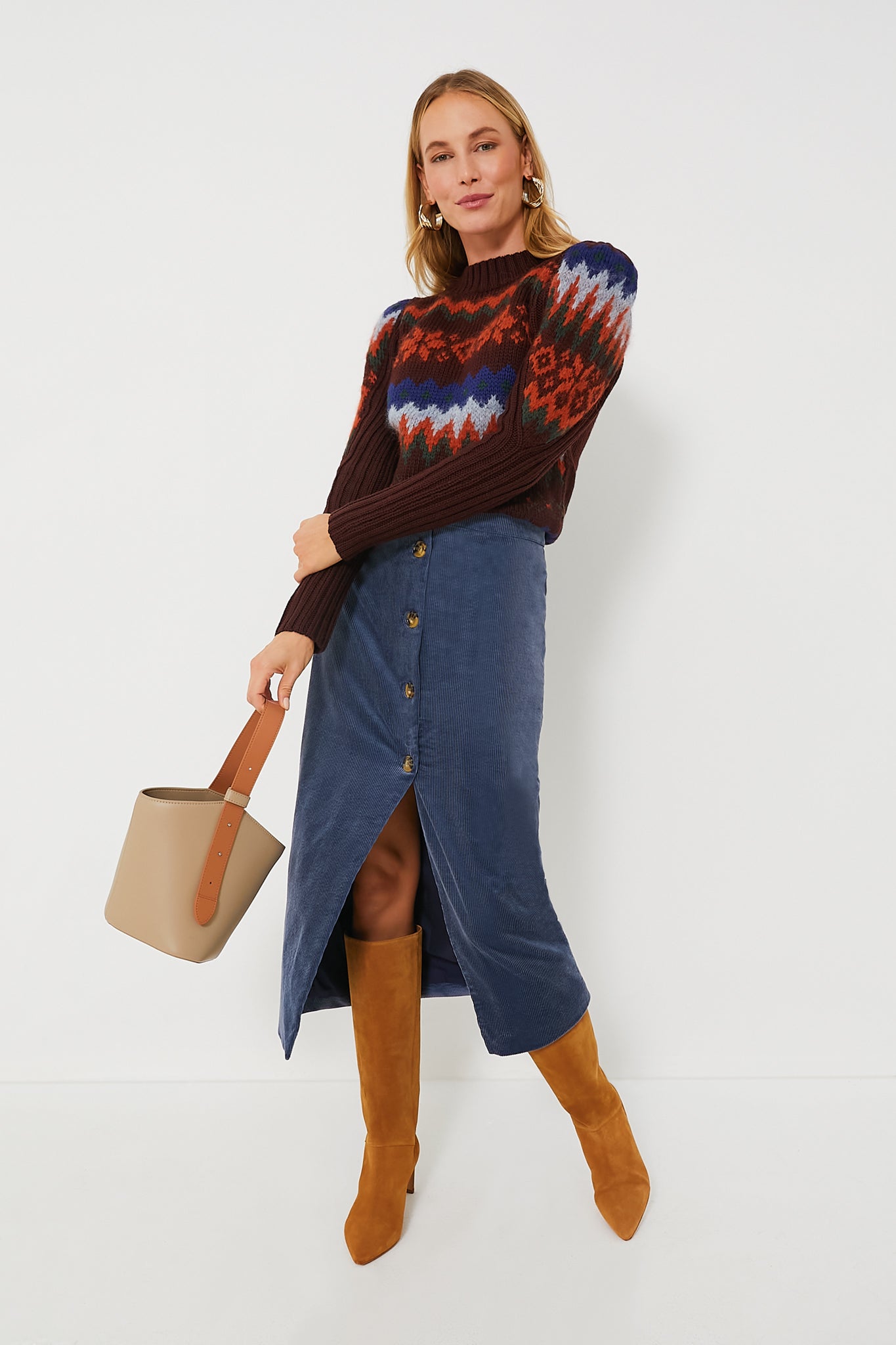 Blue Tilda Skirt for Women | Flowy Midi Skirt with Elastic Waist | Perfect for Summer Outfits, Beach Vacations & Boho Fashion