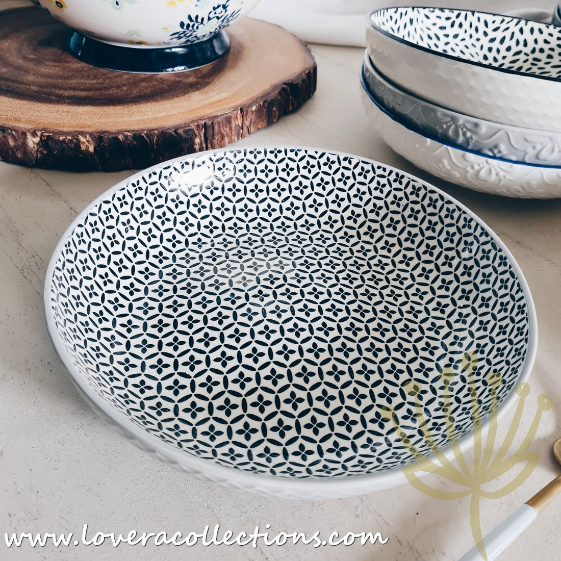 White Waves Assorted Prints Pasta Dish Set - 50% Off + Buy 1 Get 1 Free - Perfect for Dinner Parties & Italian-Themed Decor