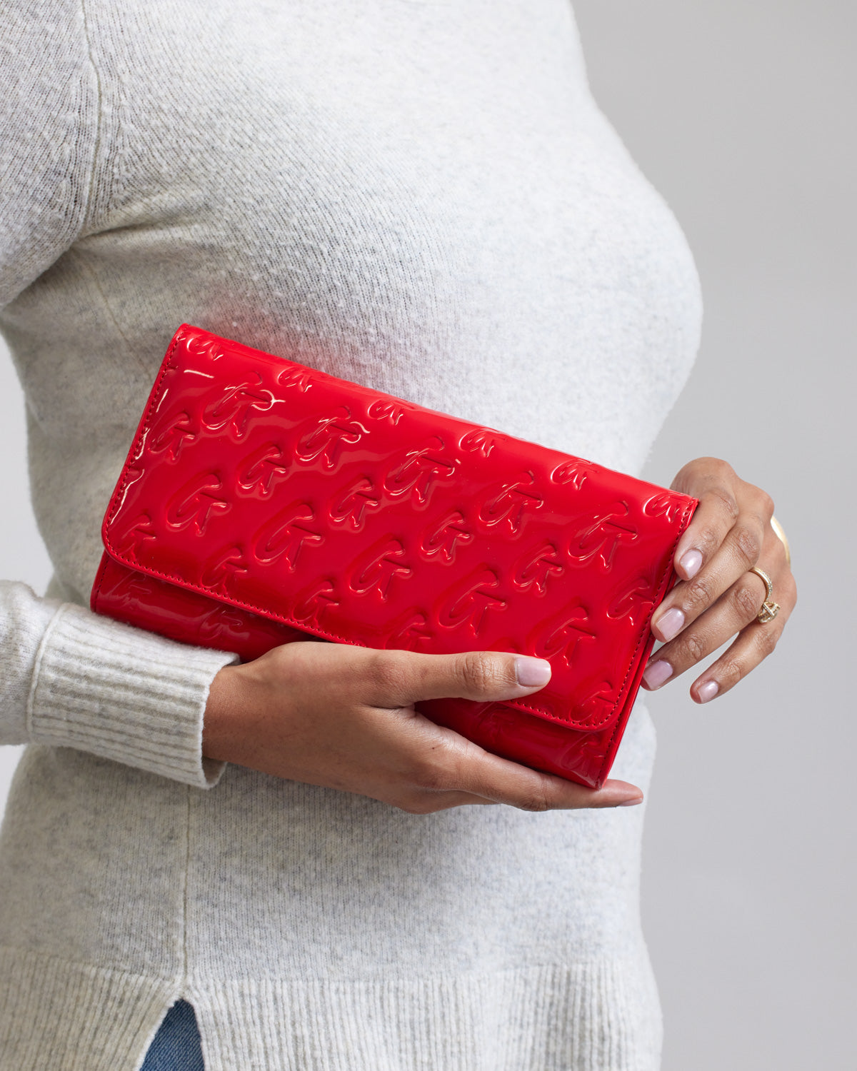 Monogram Travel Wallet in Mirror Red - RFID Blocking Passport Holder for Women & Men | Perfect for Air Travel, Vacations & Business Trips