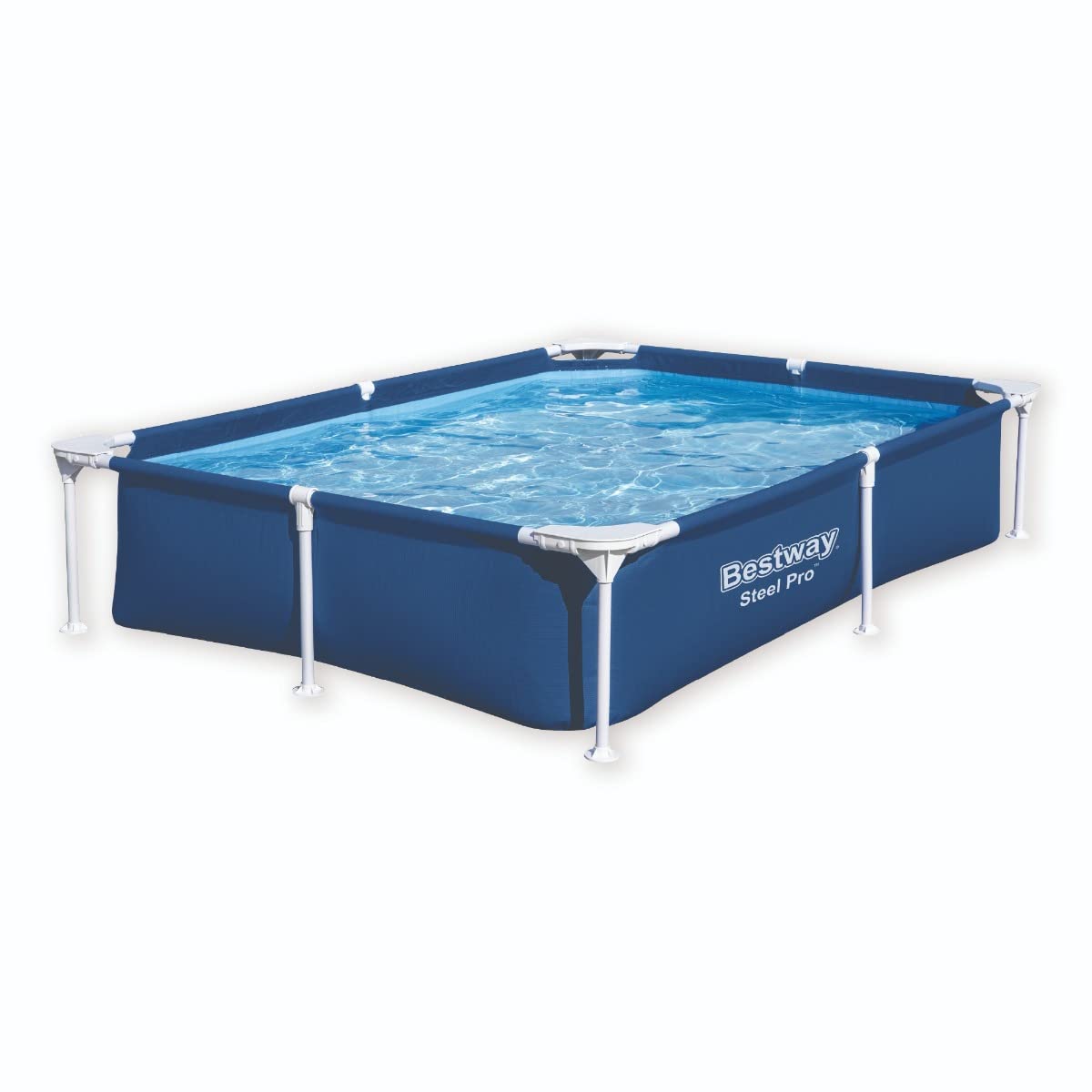 Bestway 56401 Steel Pro Above Ground Swimming Pool - Fast Set Rectangle Pool for Kids & Adults, Detachable Design, Multiple Sizes (Blue, 221 x 150 x 43 cm) | Perfect for Backyard, Garden, Summer Fun & Family Gatherings