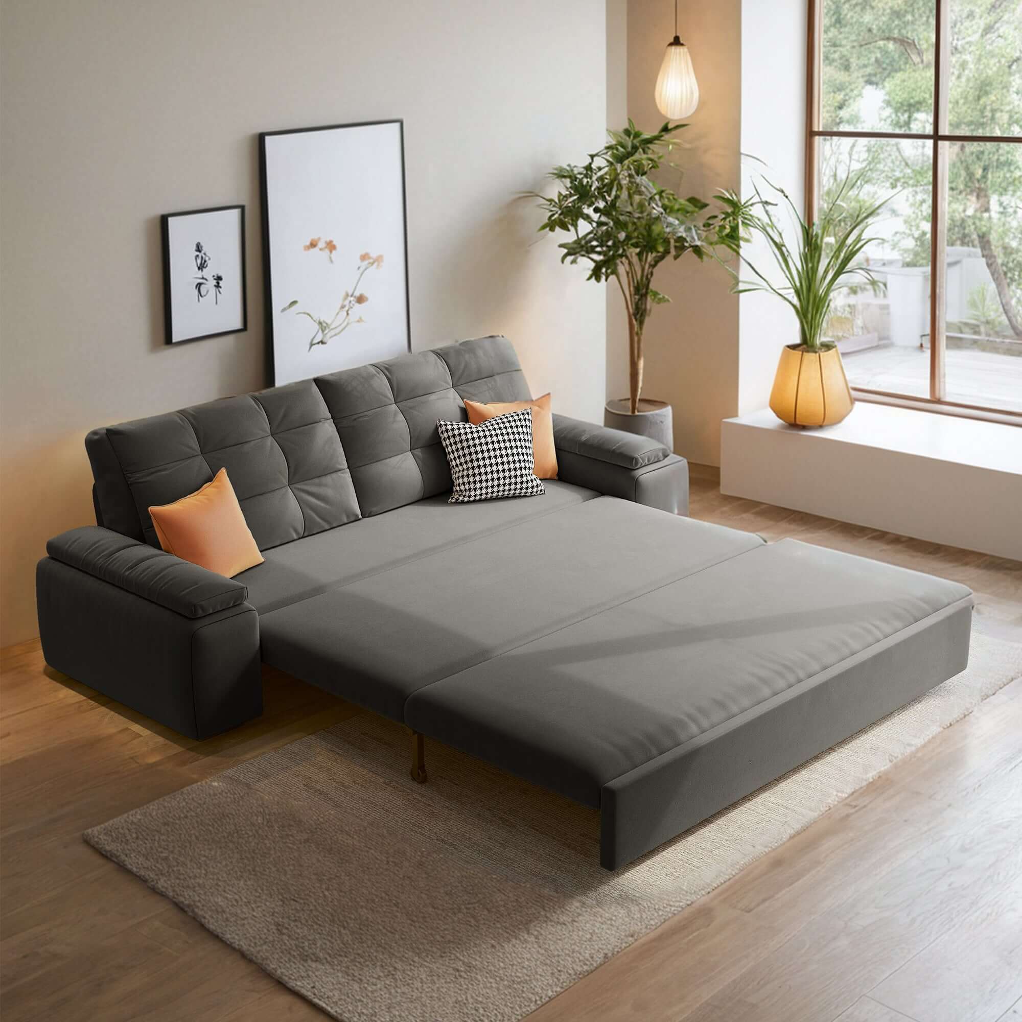 Modern Convertible Sleeper Sofa Bed with Storage Pull Out - Space-Saving Multi-Functional Furniture for Small Apartments, Guest Rooms & Home Offices | Perfect for Overnight Guests, Lounging & Compact Living