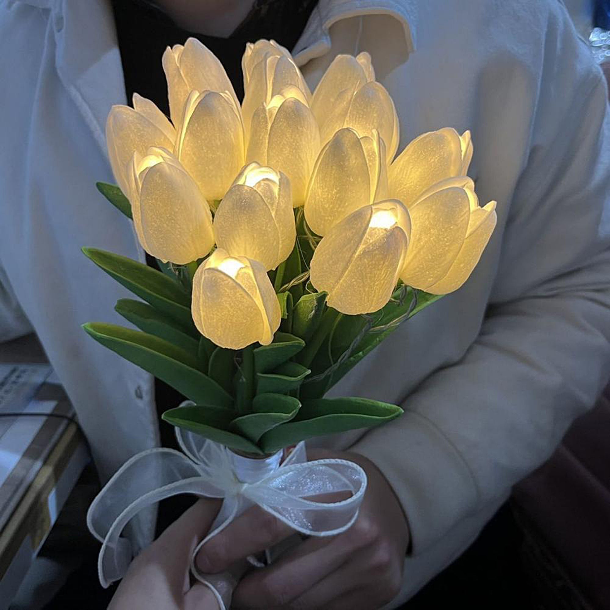 Milex The Yellow Tulip Light - Elegant Floral Table Lamp for Bedroom, Living Room & Office Decor | Warm White LED Bulb Included | Perfect for Home, Wedding & Gift Giving