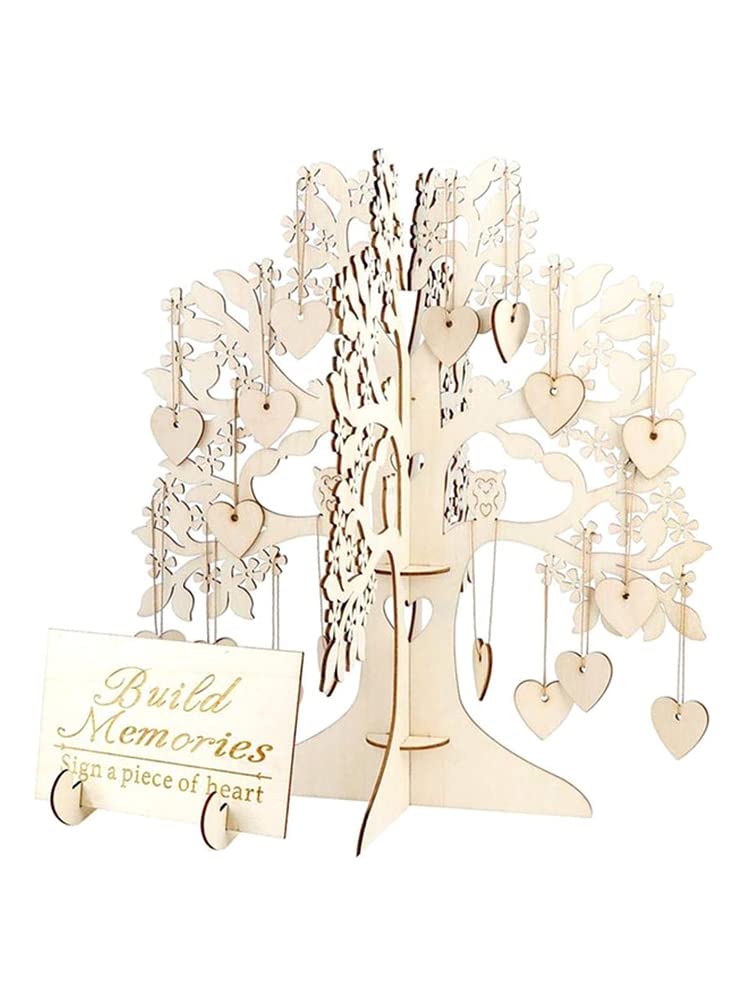 Unfinished Wooden Wedding Wishing Tree - DIY 3D Guest Book Signature Tree for Wedding Decor, Home Party & Tabletop Decoration | Perfect for Wedding Receptions, Bridal Showers & Anniversary Celebrations