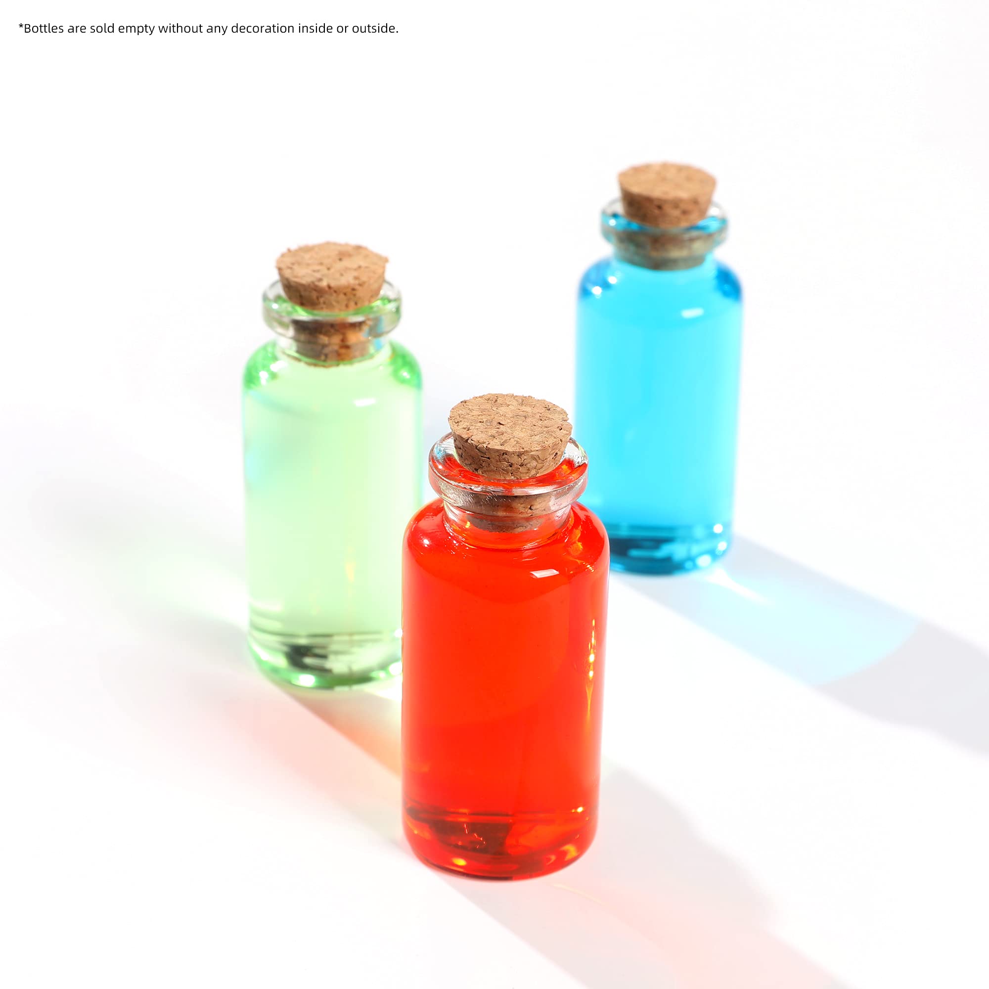 Magic Season Decorative Glass Bottles (15 Pcs) - 0.7 fl oz Mini Glass Jars for DIY Crafts, Wedding Favors, Bath Salts & Essential Oils Storage - Perfect for Home Decor, Party Supplies & Gift Packaging