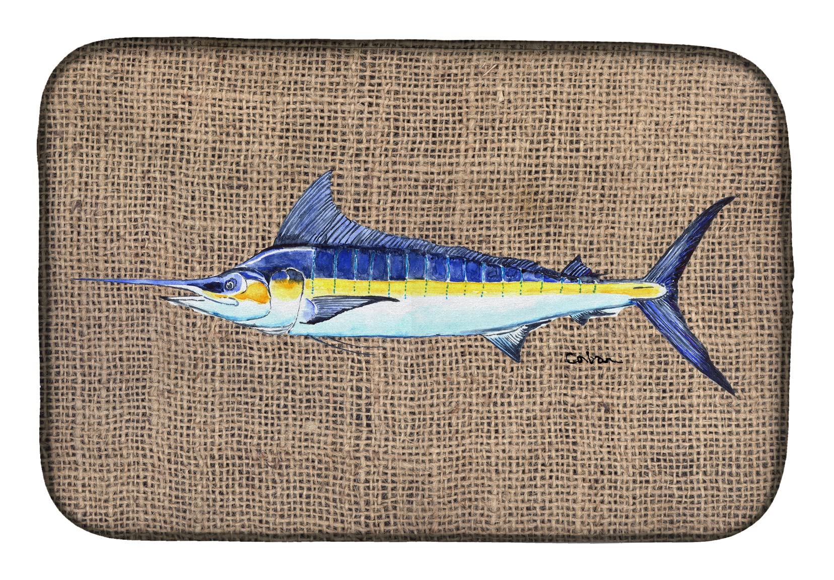 Caroline's Treasures 8773DDM Fish - Marlin Absorbent Dish Drying Mat | 14 x 21 Inch Non-Slip Kitchen Counter Mat | Colorful Dish Drainer Pad for Countertops | Perfect for Drying Dishes, Protecting Surfaces & Adding Style to Your Kitchen