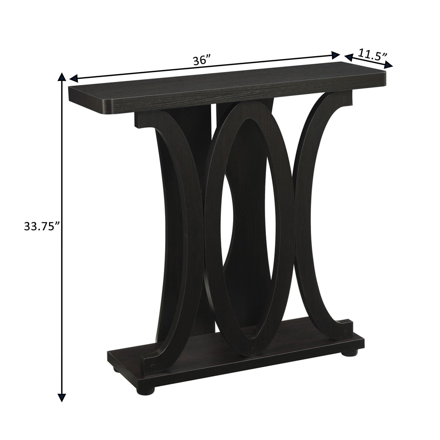 Convenience Concepts Newport Hailey Console Table - Espresso Finish Entryway Sofa Table for Living Room, Hallway & Home Decor