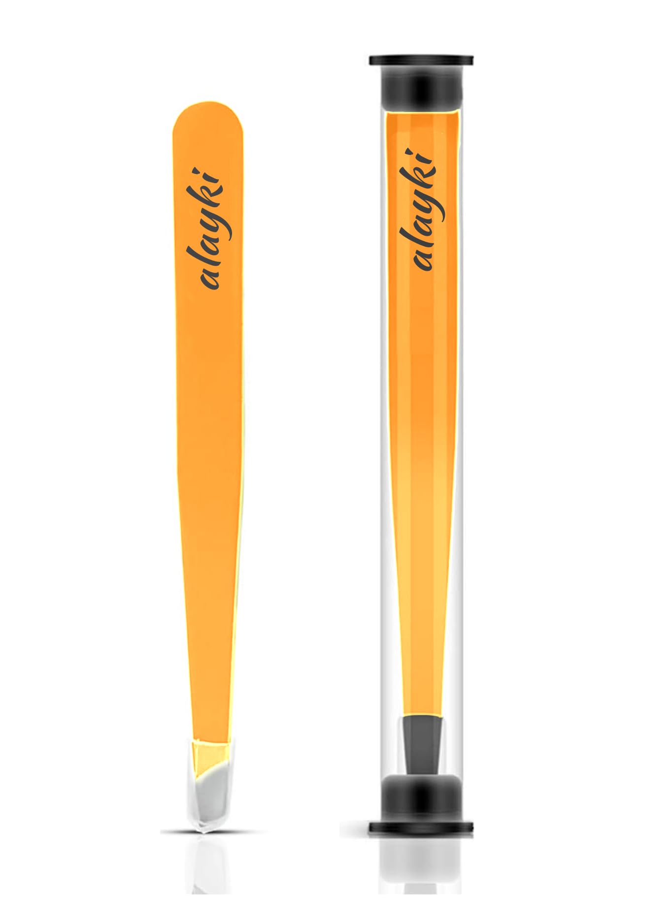 Premium Stainless Steel Slant Tweezers for Eyebrows & Facial Hair - Durable, Precise Grip for Women & Men - Includes Protective Tube Case for Safe Storage & Travel - Perfect for Eyebrow Shaping, Makeup & Grooming Kit (Coral)