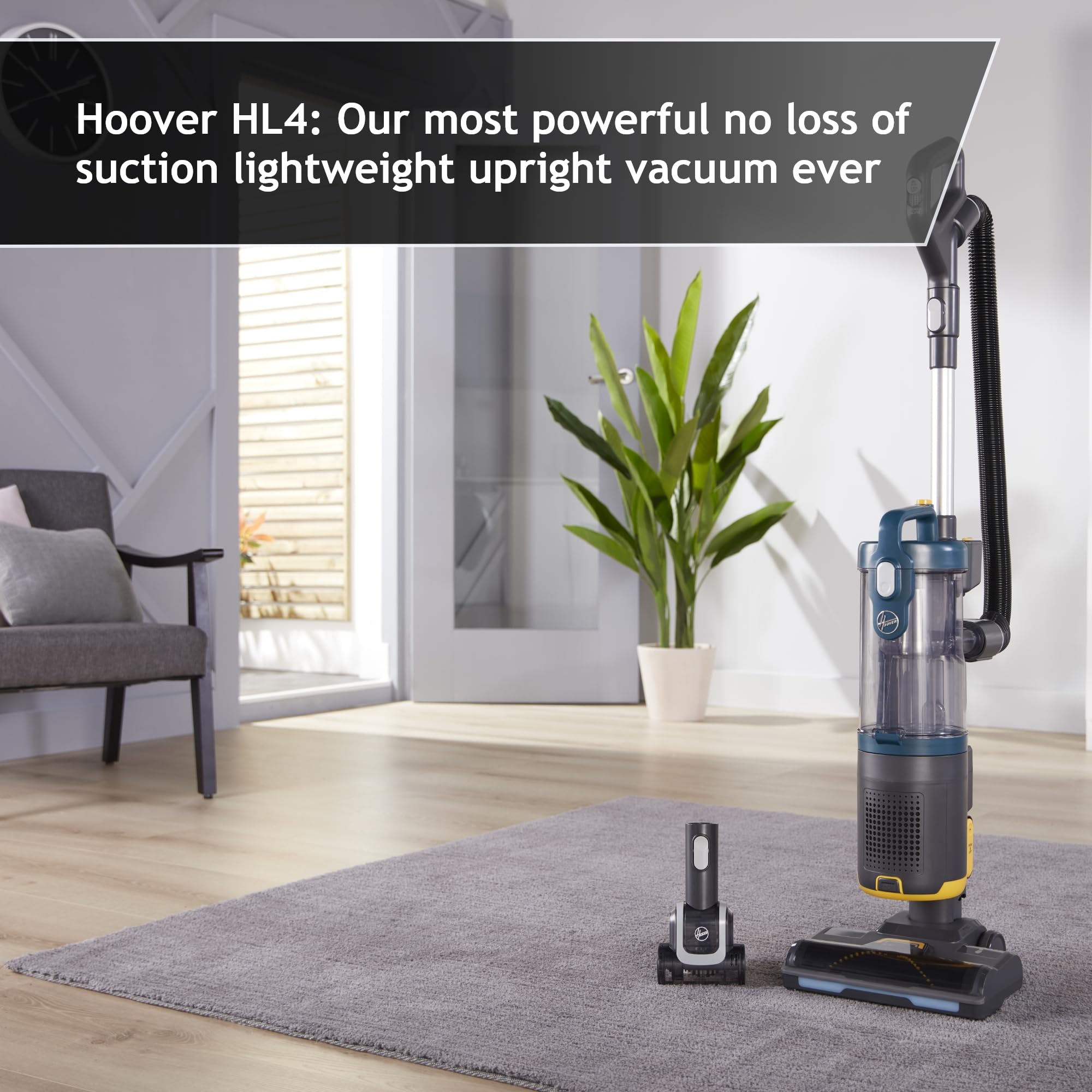 Hoover HL4 Upright Vacuum Cleaner for Pets - Lightweight & Powerful 2-in-1 Corded Vacuum with Lift-Away Portable Mode & Pet Hair Tool - Ideal for Hardwood Floors, Carpets & Pet Hair Removal [HL410PT]