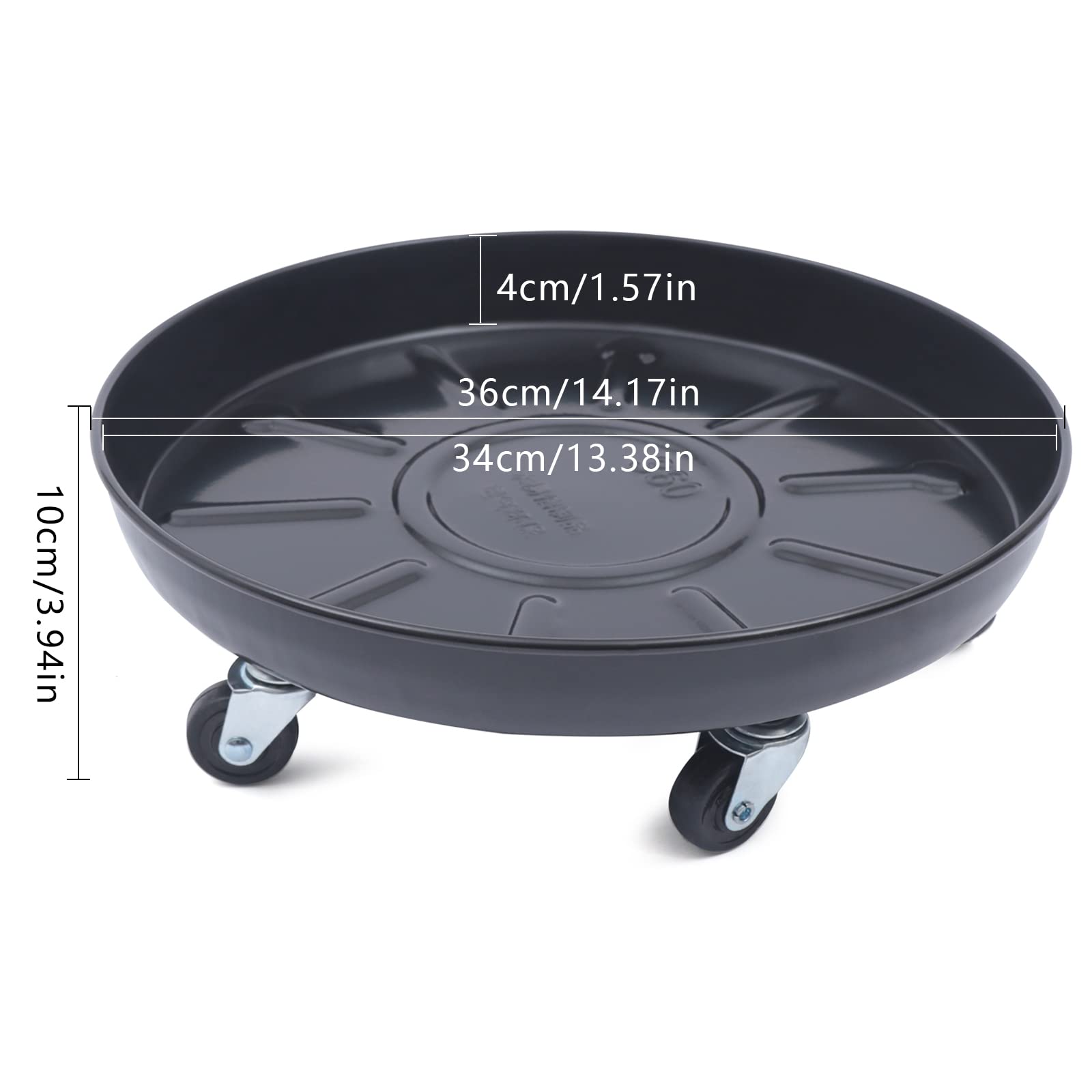 TFCFL 3-Piece 14-Inch Rolling Plant Caddy Set - Heavy Duty Black Plant Stand with Universal Wheels for Indoor/Outdoor Flower Pots | Perfect for Moving Large Plants on Patios, Decks & Greenhouses