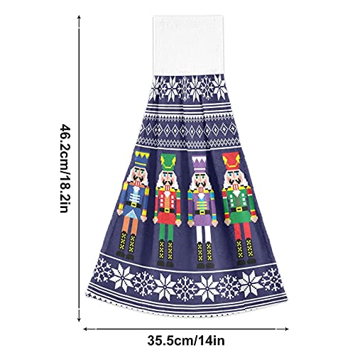 Christmas Nutcrackers Kitchen Towels Set of 2 - Absorbent Snowflake Design Hanging Hand Towels with Loops for Holiday Decor, Winter Kitchen & Bathroom Use - Perfect for Drying Dishes and Festive Home Decorating