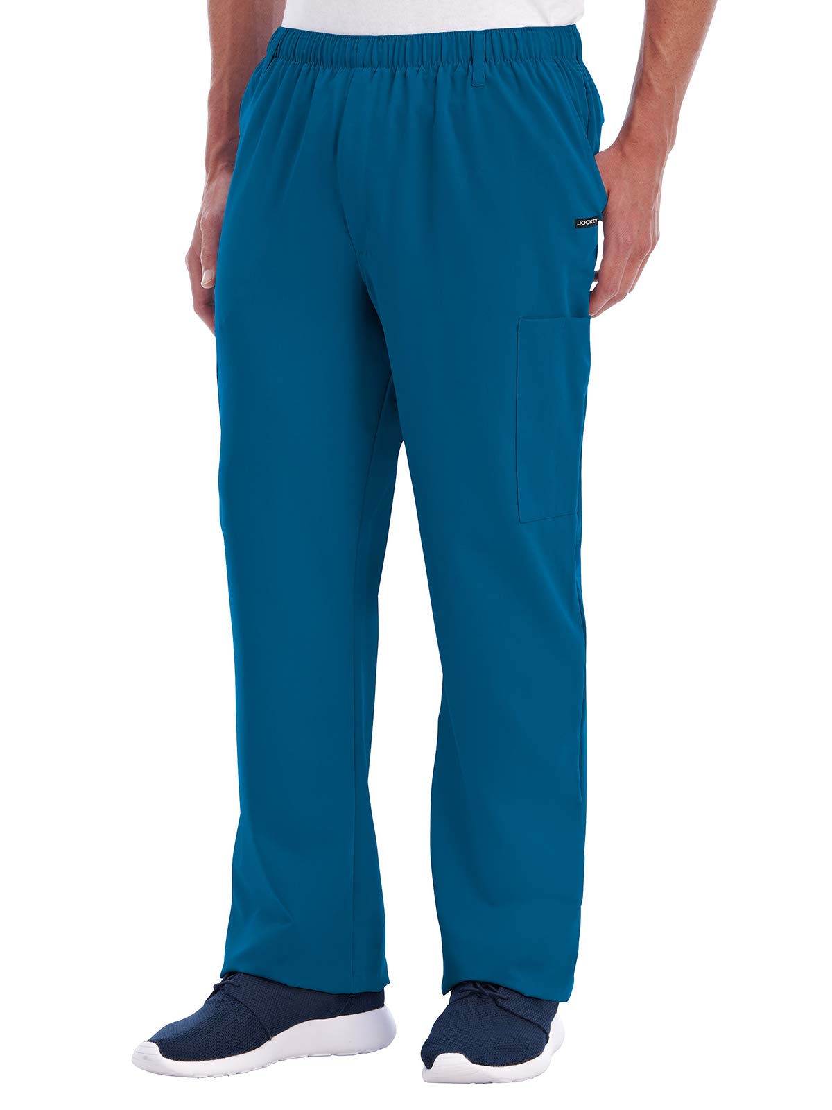 Jockey Scrubs Classic Men's 7 Pocket Elastic Drawstring Work Pants - Caribbean Blue, Medium Short - Comfortable Medical Uniform for Doctors & Nurses