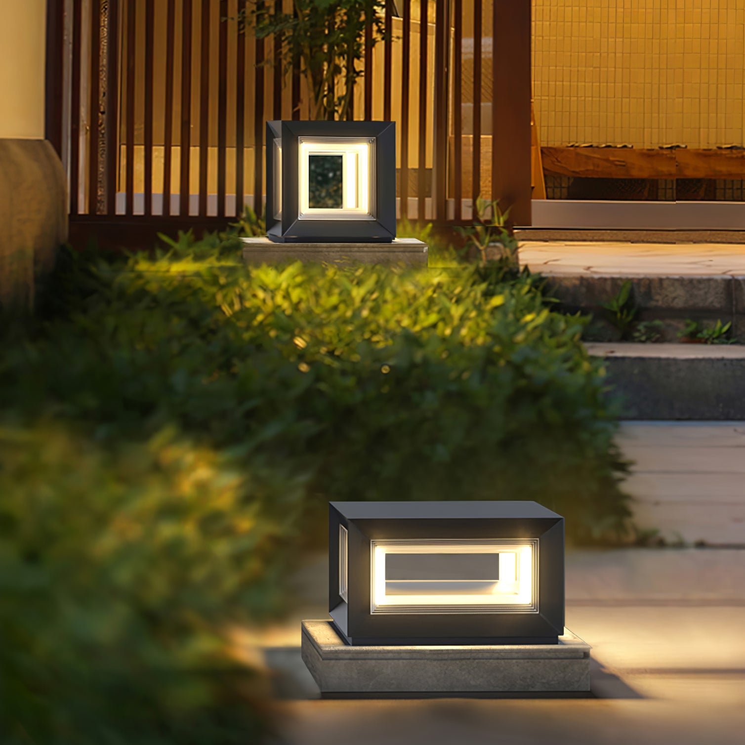 Solar Powered LED Light Cube Outdoor Post Light - Waterproof & Durable for Garden, Pathway, and Patio Lighting