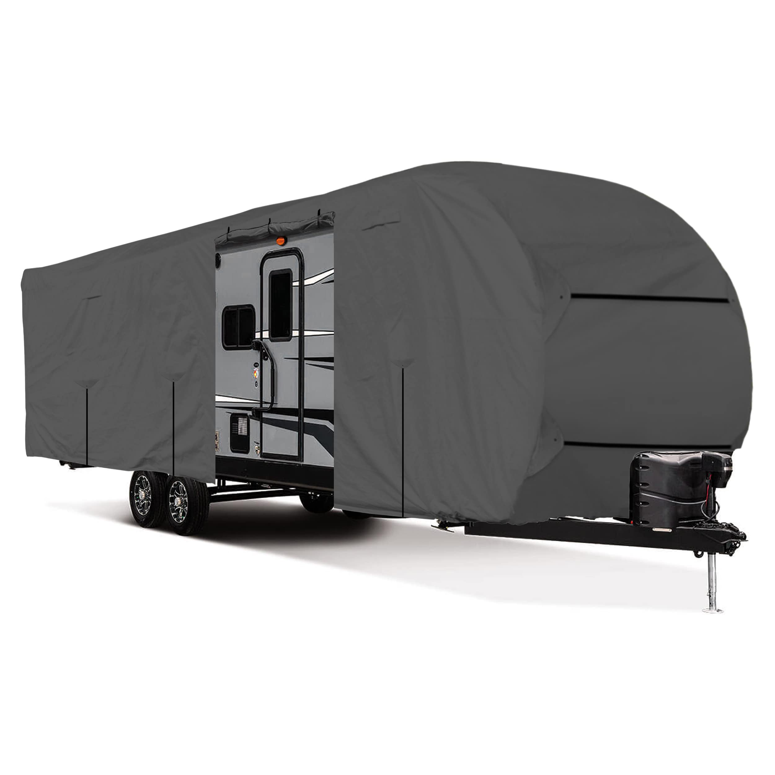 North East Harbor 18-20ft Heavy Duty Windproof RV Travel Trailer Cover with Adhesive Repair Patches | Waterproof Camper Cover for All-Weather Protection | Perfect for Winter Storage & Outdoor Camping