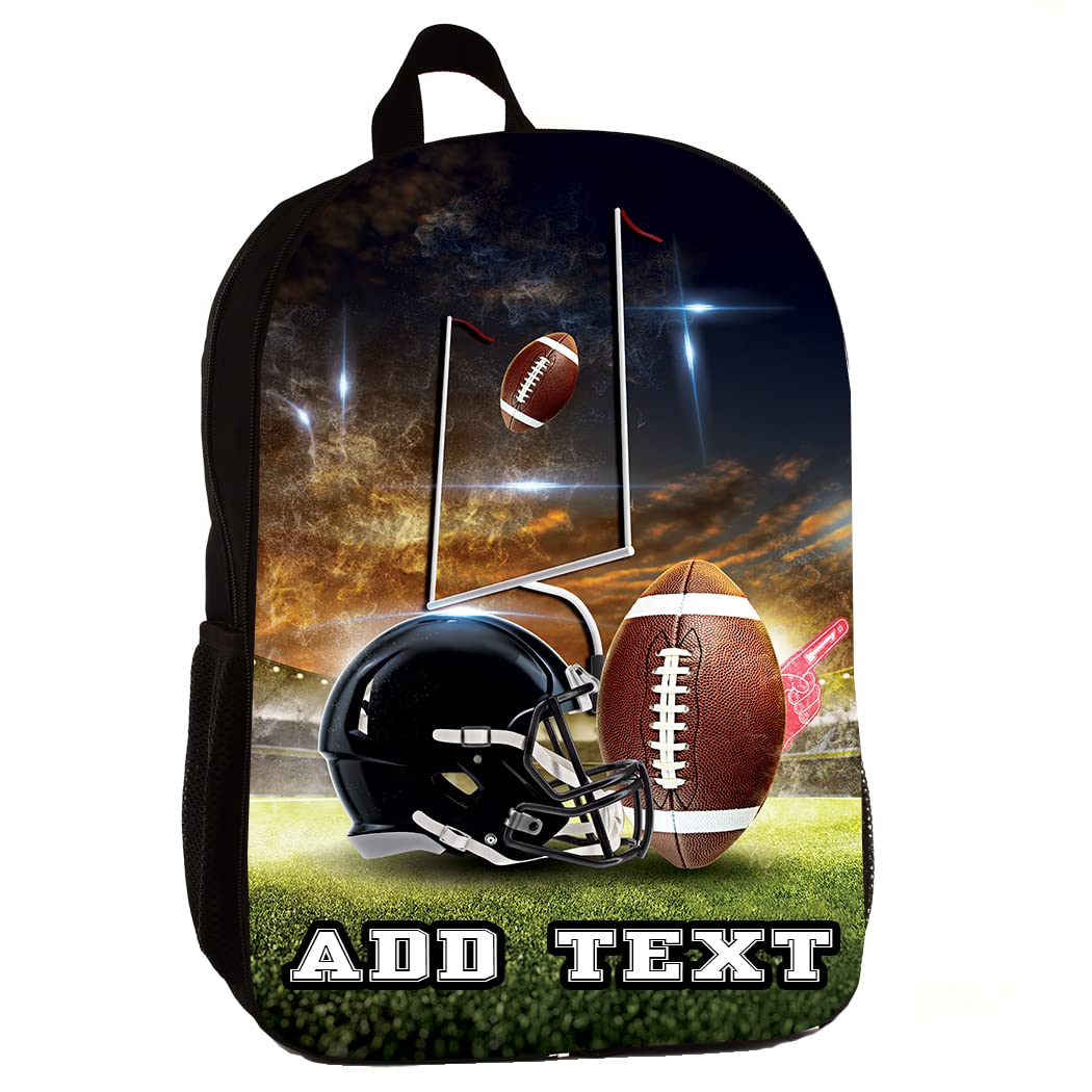 Personalized 16 Inch Football Sports Backpack - Custom Name or Text - Perfect for School, Travel & Game Day