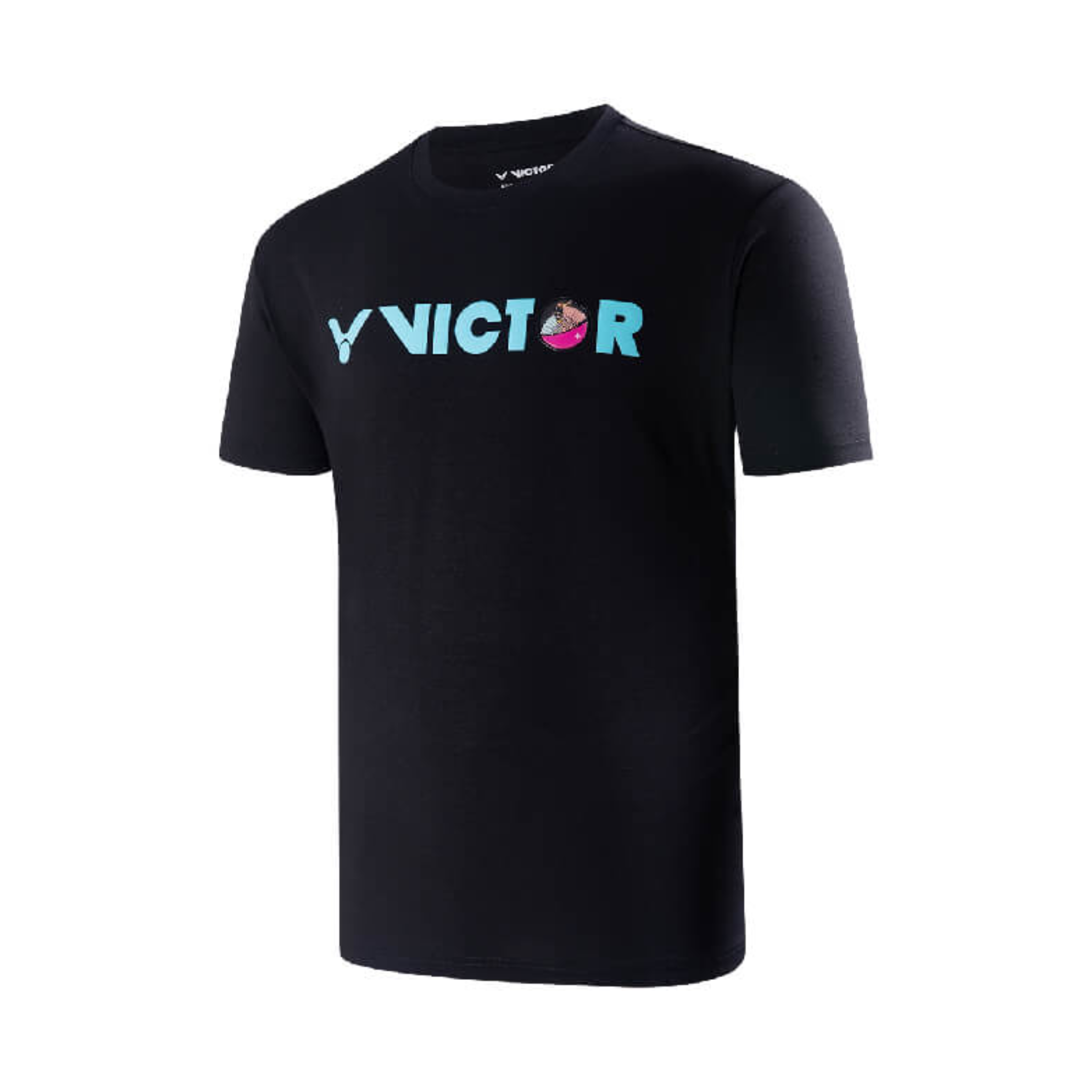 Victor T 40024C Unisex Cotton T-Shirt for Men & Women - Comfortable Casual Tee for Everyday Wear, Gym, and Outings [Black]
