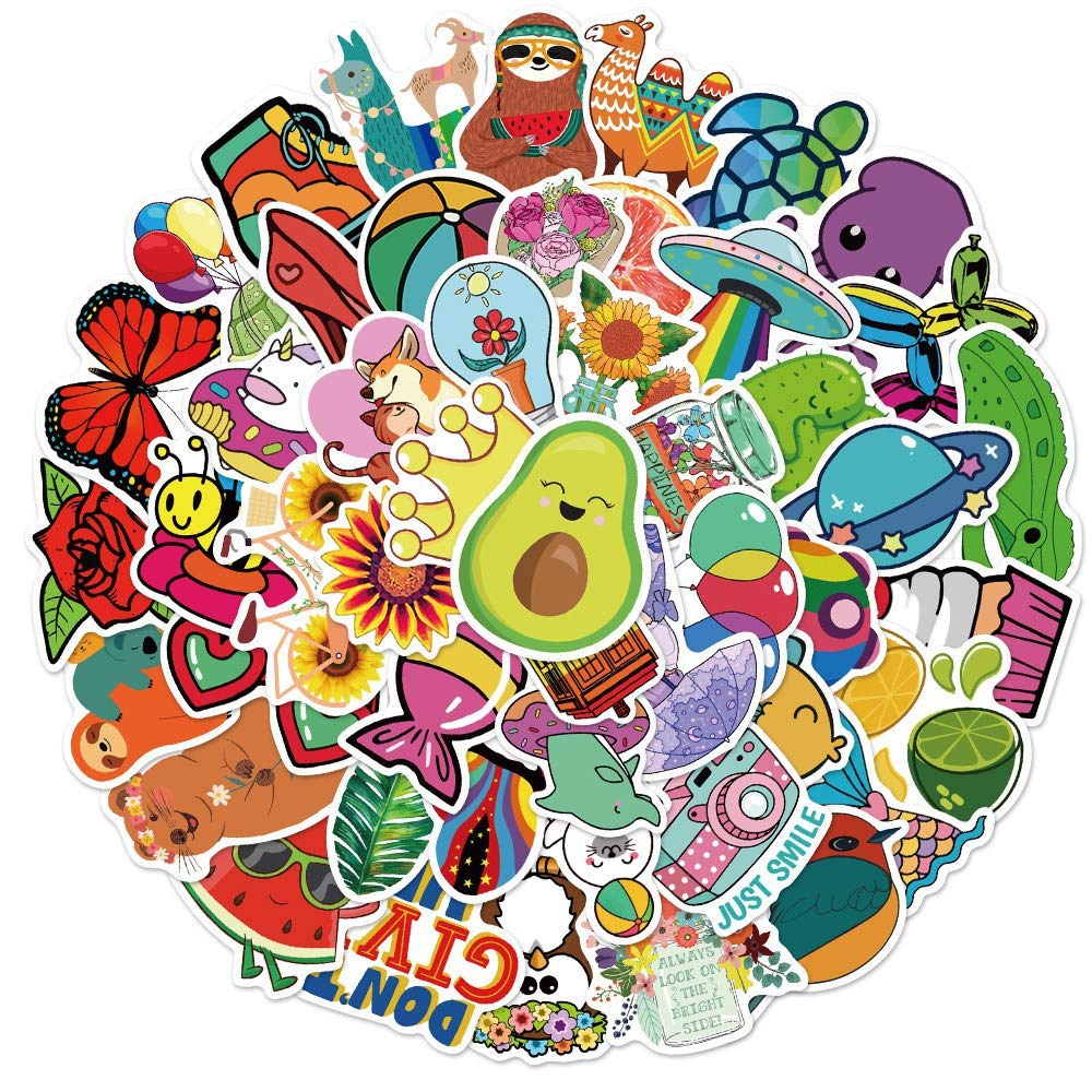 50 Pack Cute Vinyl Stickers for Kids & Girls - Waterproof Animal & Fruit Decals for Water Bottles, Laptops, Journals | Perfect for VSCO Aesthetic, School Supplies & Gift Giving