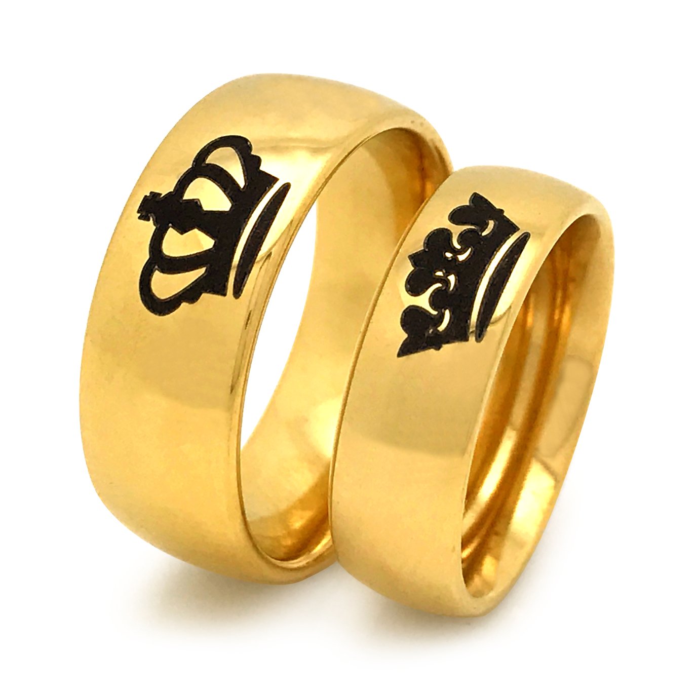 Kriskate & Co. His & Hers Tungsten Wedding Bands - King & Queen Matching Rings Set, Gold IP Plated Anniversary Rings for Couples TCR382 - Perfect for Weddings, Anniversaries & Romantic Gifts