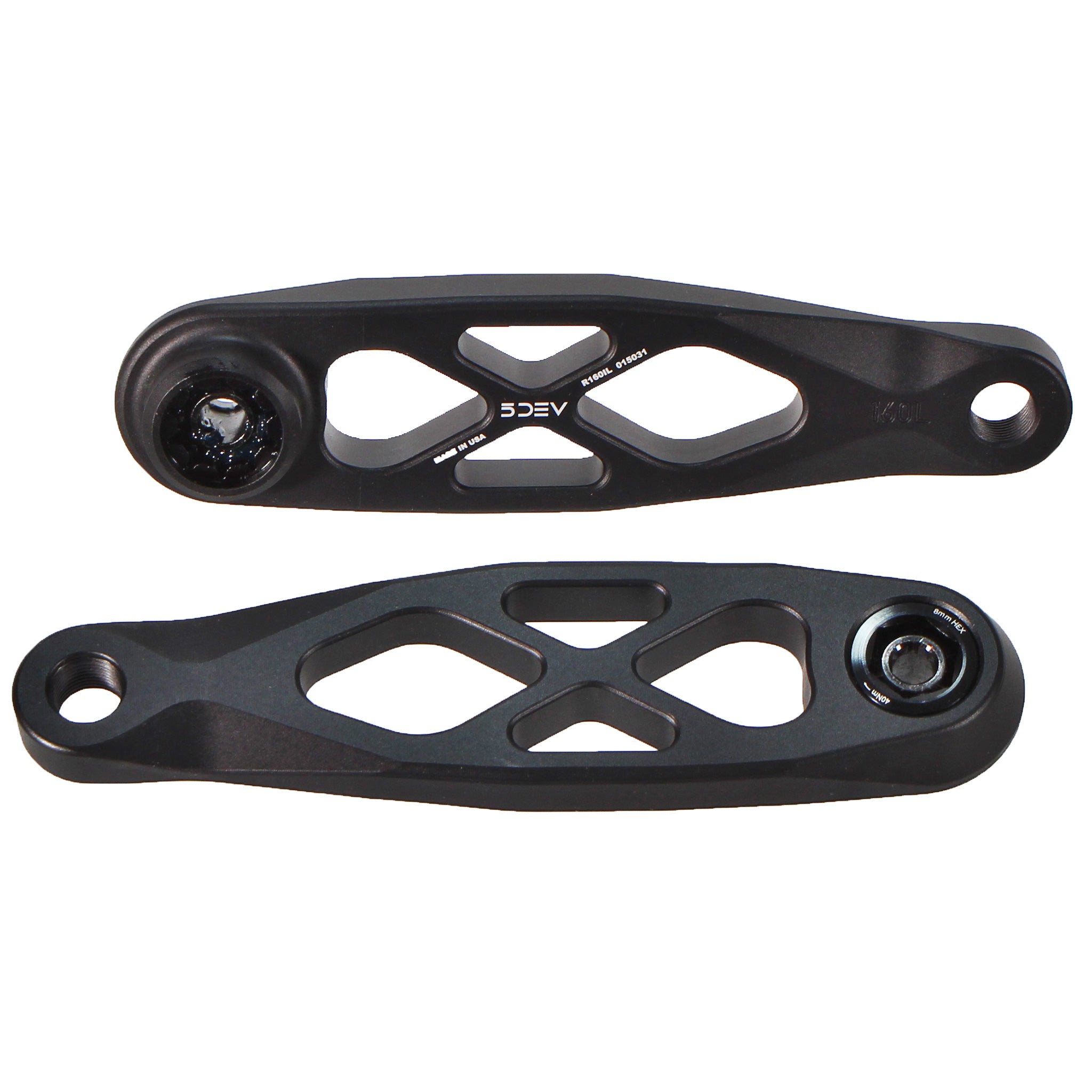 5Dev R Spec eCranks - ISIS Spline Drive Mountain Bike Crankset - 160mm Length, Black - Ideal for MTB, Gravel & Cyclocross Bikes