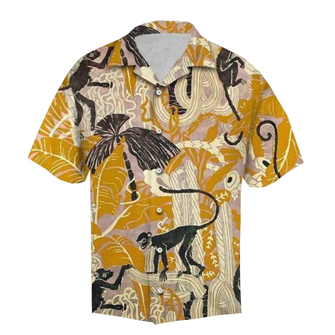 Funny Monkey Hawaiian Shirts for Men & Women - Tropical Animal Print Button Down Short Sleeve Shirt - Perfect for Beach Parties, Summer Vacations & Casual Wear