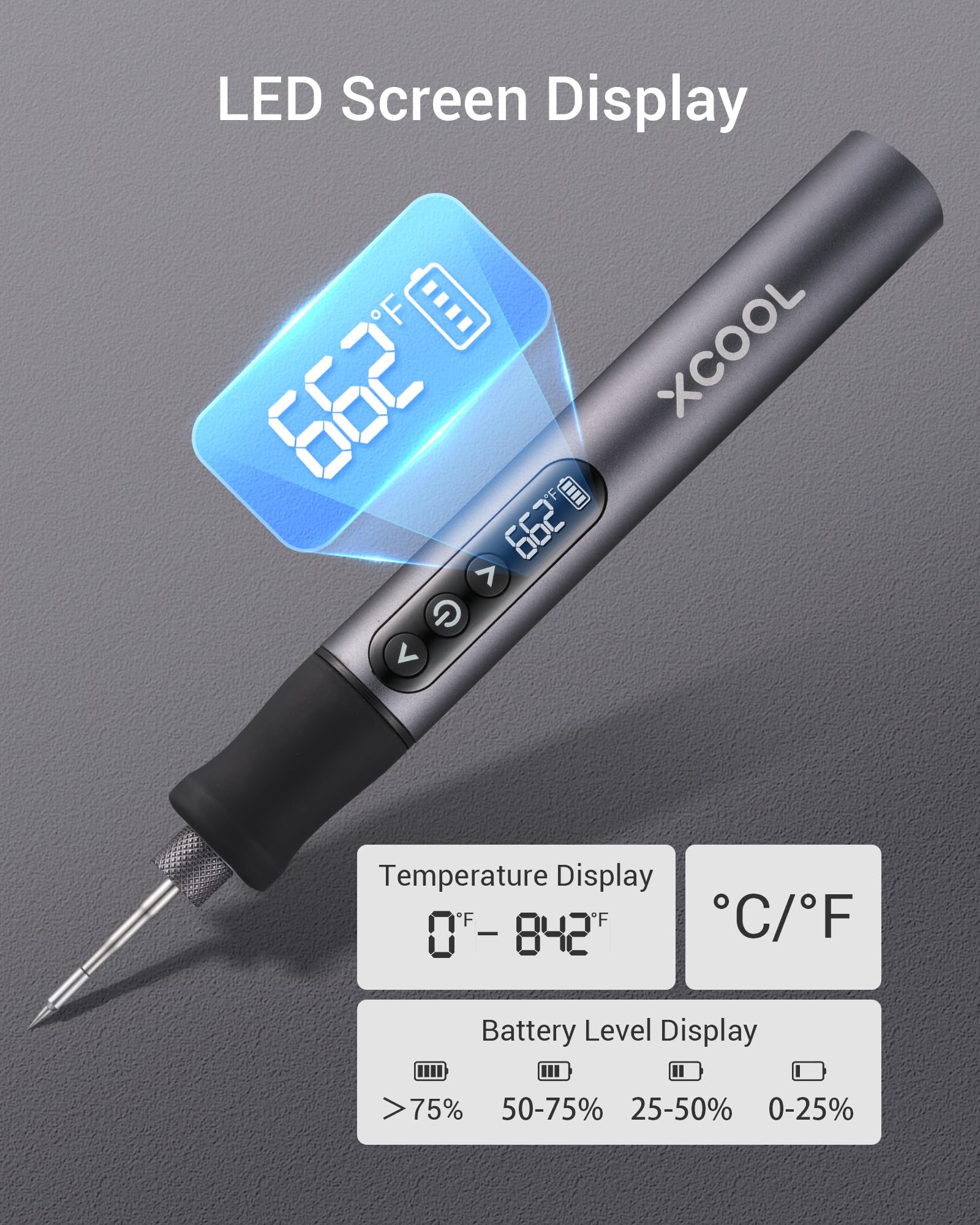 SolderAce Cordless Soldering Iron Kit - USB-C Wireless Soldering Pen with LED Display, 7-Second Fast Heat Up, Adjustable Temperature 392-842°F, Includes 3 C210 Tips - Perfect for Electronics Repair, DIY Projects, and Home Improvement
