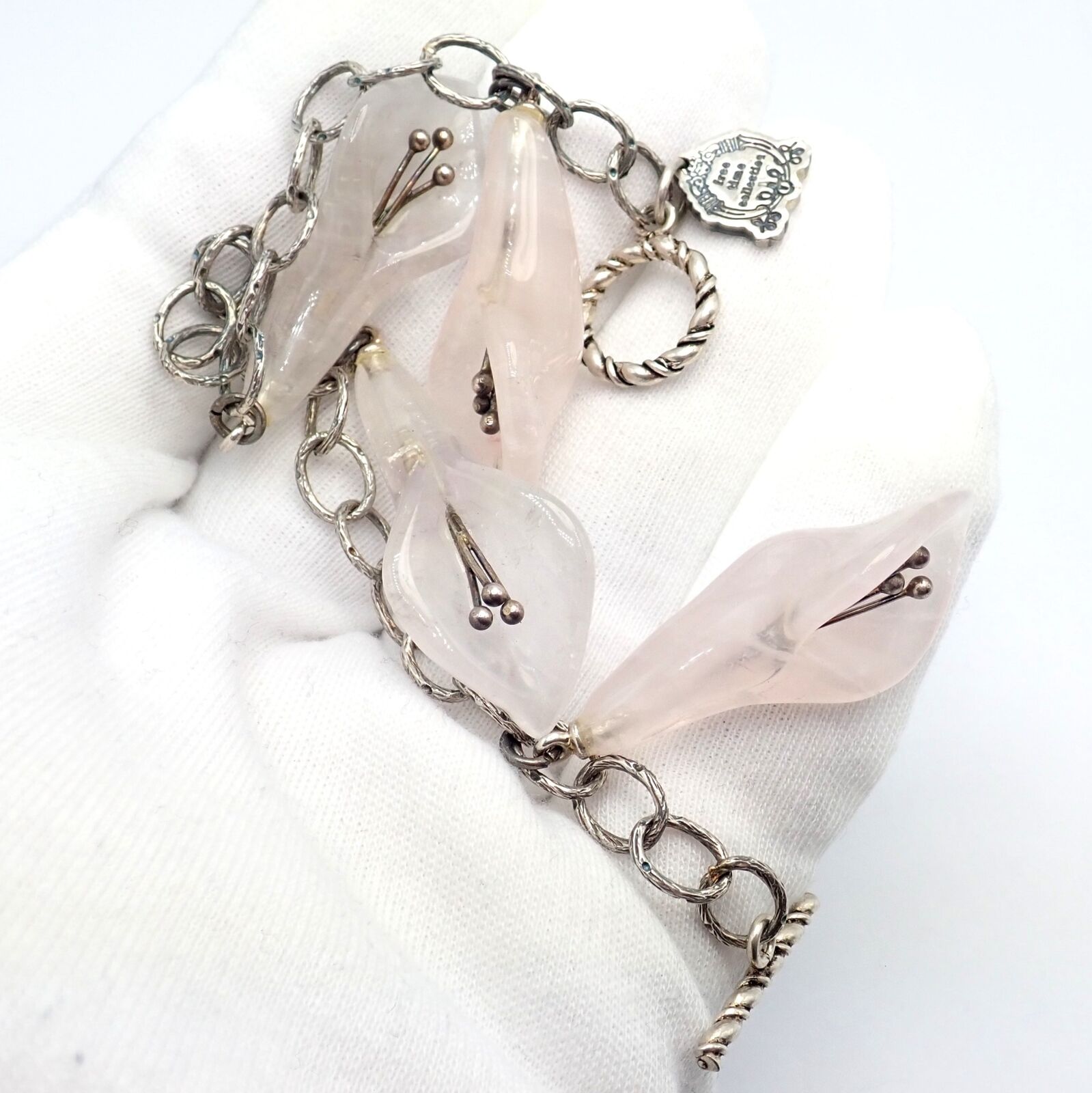 Vintage Mario Buccellati Sterling Silver Quartz Calla Lily Bracelet - Elegant Antique Jewelry for Women, Perfect for Weddings & Special Occasions