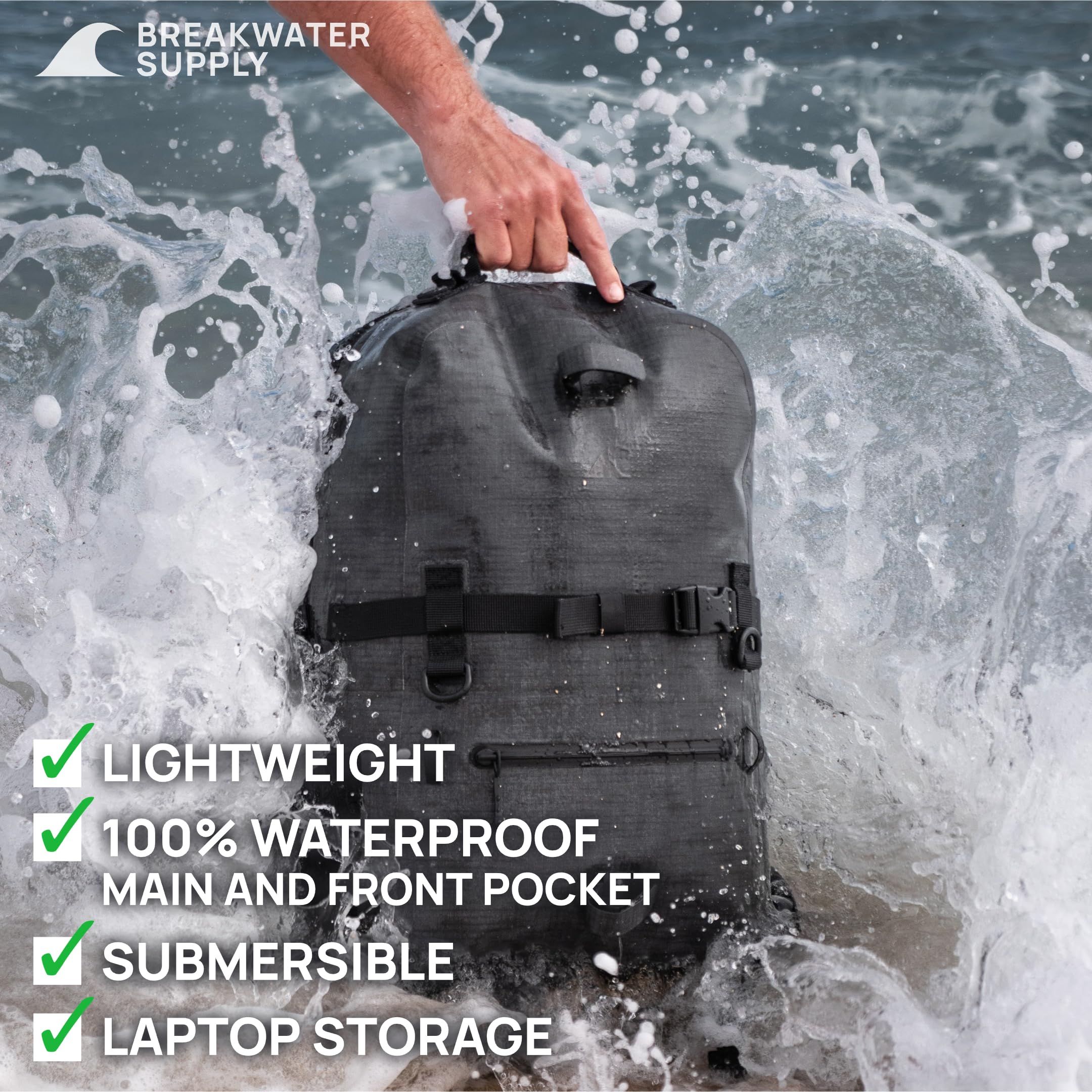 Waterproof Submersible Backpack 15L 20L 25L - Airtight Laptop Bag with Watertight Zippers for Travel, Hiking & Outdoor Adventures | Fogland Series by Breakwater Supply™