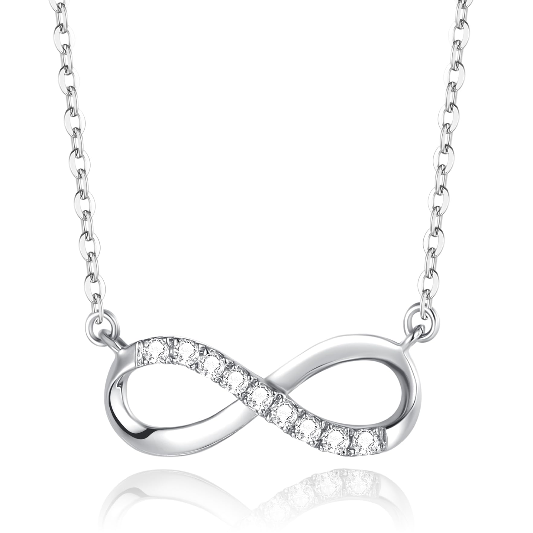 14K Solid Gold Infinity Diamond Pendant Necklace - 0.072cttw I-J SI2 Clarity, 16