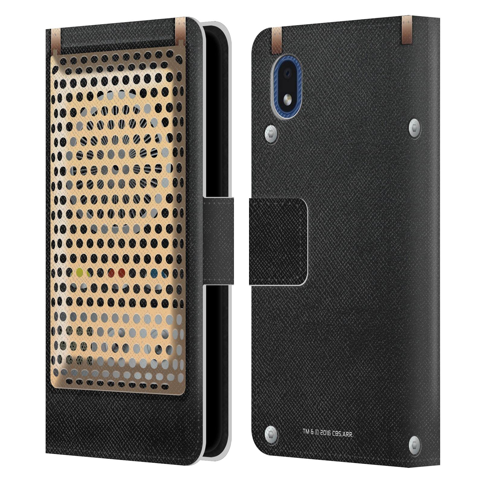 Official Star Trek Communicator Leather Wallet Case for Samsung Galaxy A01 Core (2020) - Licensed Book Style Phone Cover with RFID Protection, Perfect for Trekkies & Sci-Fi Fans at Work or Travel