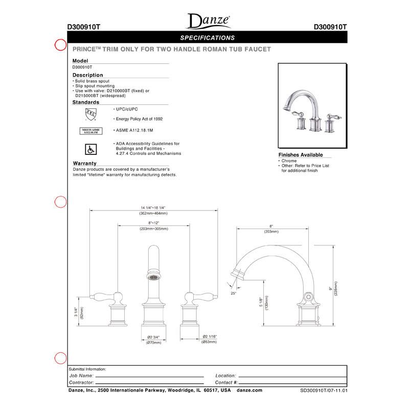 Danze Prince Brushed Nickel High Volume Roman Tub Filler Faucet with Rough-in Valve | Luxury Bathroom Upgrade for Spa-Like Experience
