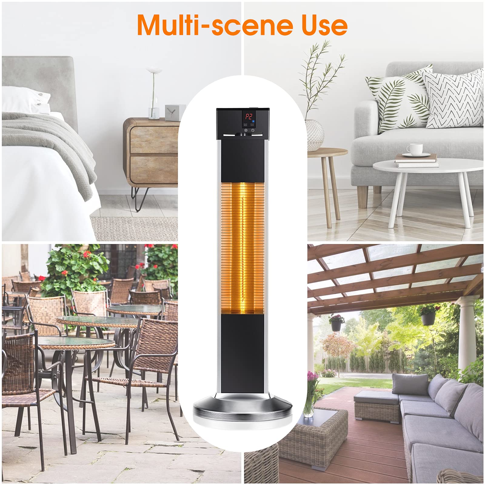 Air Choice 1500W Infrared Space Heater - Fast 3-Second Heating, 3 Adjustable Modes, Ultra Quiet Portable Electric Heater for Large Rooms, Garages, Patios & Indoor/Outdoor Use | Perfect for Home, Office & Workspace