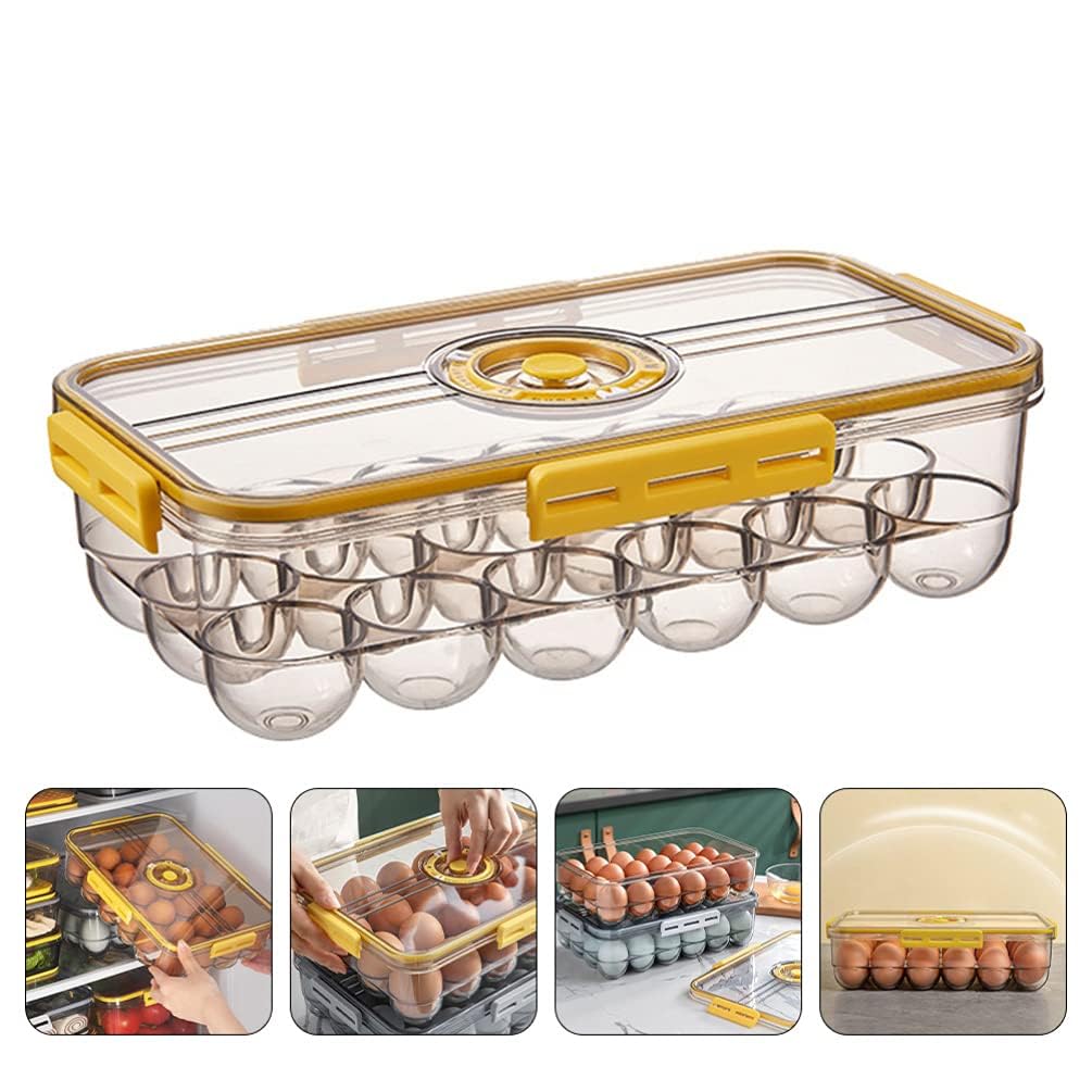 Swabs® Clear Plastic Egg Organizer Box with Lid - 18 Grid Stackable Egg Storage Container for Refrigerator, Portable Egg Case for Travel & Camping | Perfect for Farm Fresh Eggs, Grocery Storage & Kitchen Organization