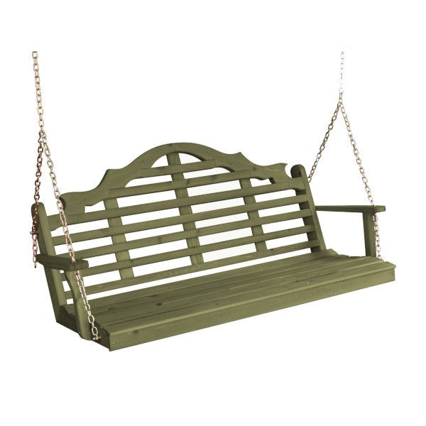 Premium Marlboro Red Cedar Wood Porch Swing - Outdoor Patio Hanging Chair for Garden, Backyard & Relaxation