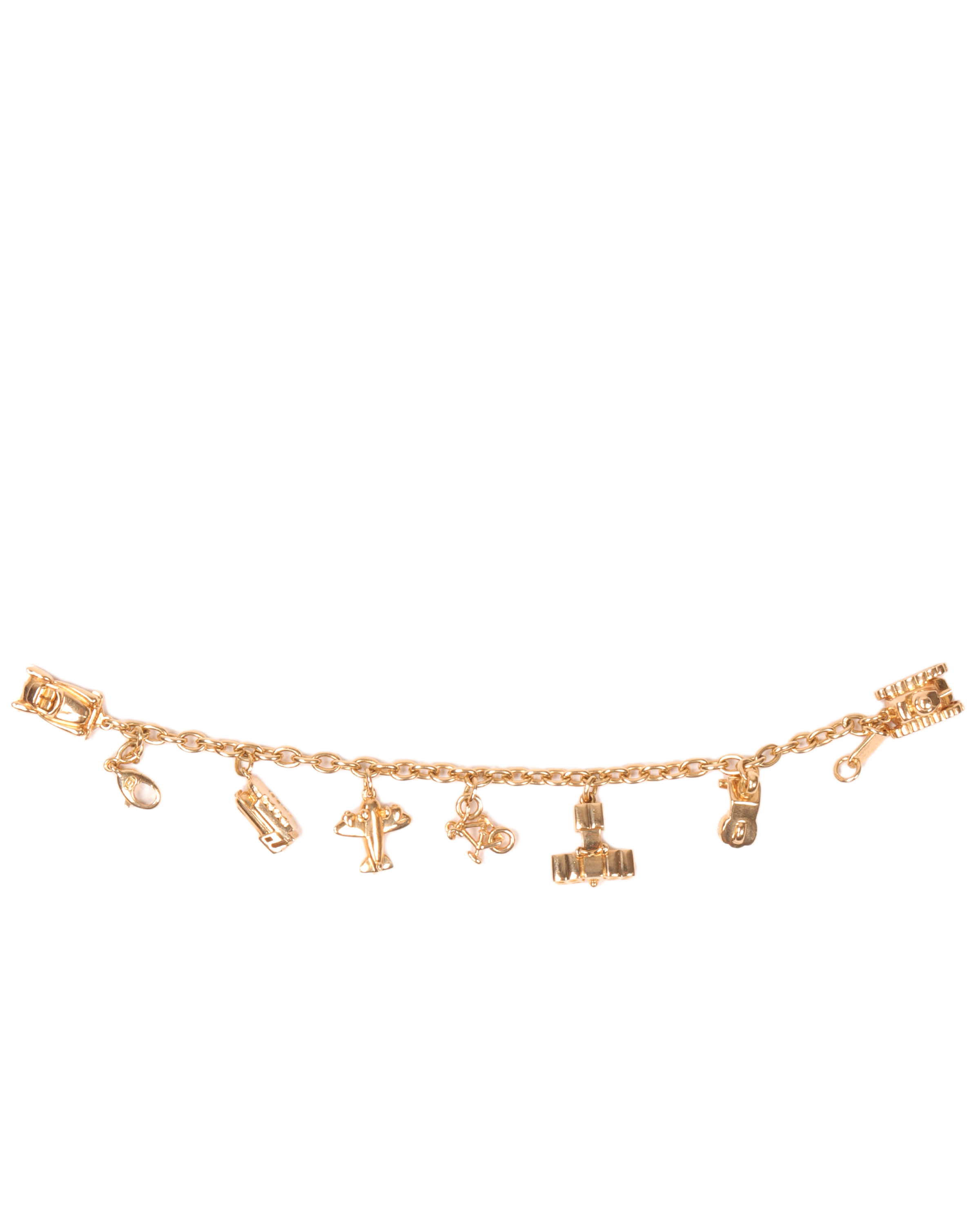 18K Yellow Gold Travel Charm Bracelet for Women - Elegant Adjustable Bracelet with Travel-Themed Charms - Perfect for Vacation, Gifts & Everyday Wear