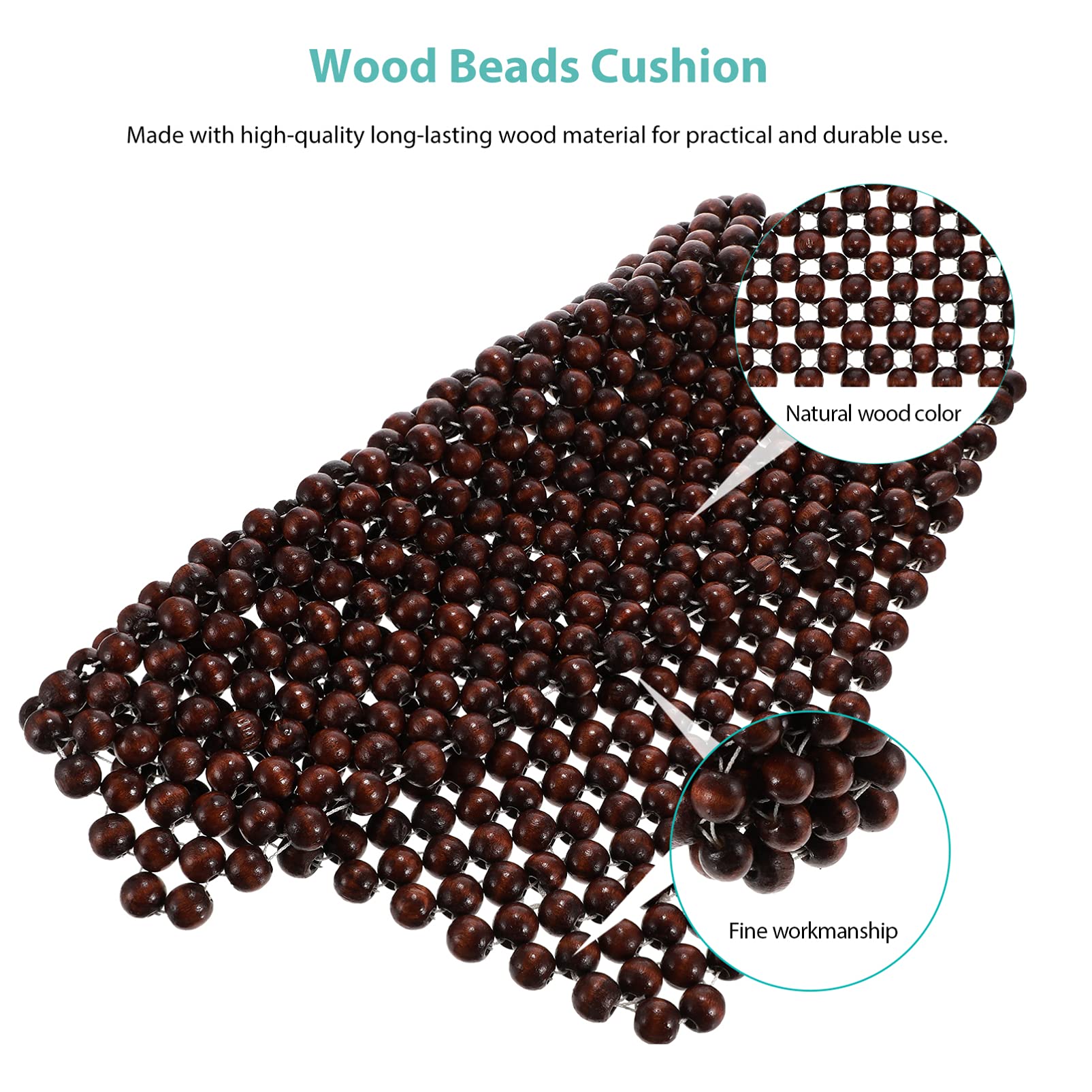 Wakauto Wooden Beaded Car Seat Cushion - Breathable Cooling Mat for Summer Driving, Universal Fit for Cars, Office & Home Chairs - Comfortable Square Auto Seat Cover Pad for Long Commutes and Road Trips