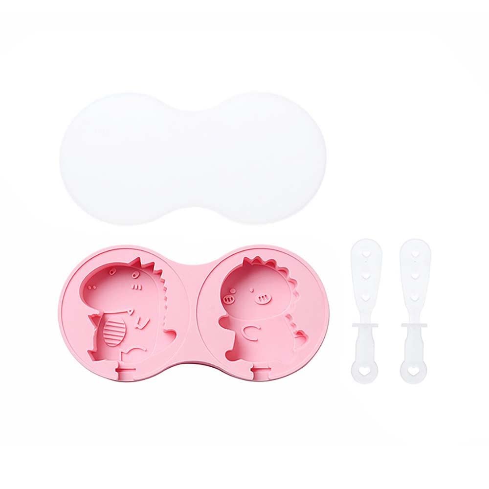 HUOFU Dinosaur-Shaped Silicone Popsicle Molds with Reusable Sticks - Fun Pink Ice Cream & Ice Pop Makers for Kids - Perfect for Summer Treats, Birthday Parties & Family Snack Time