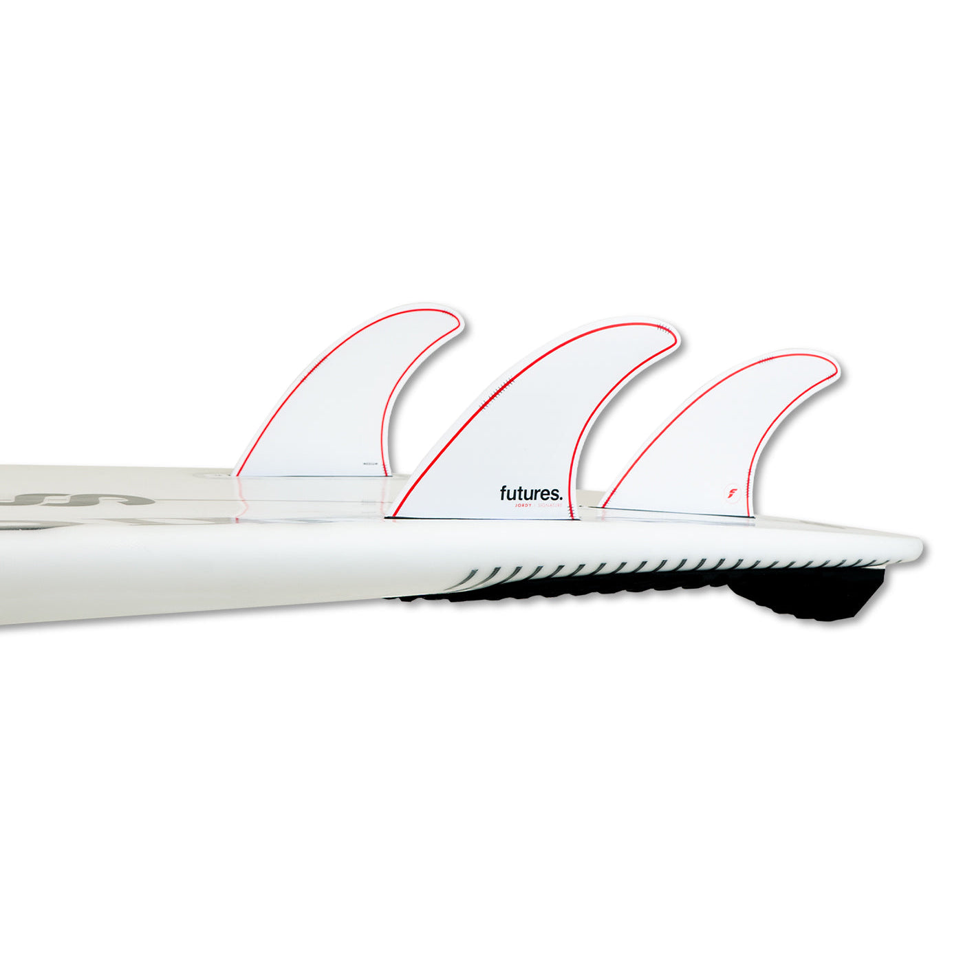 Jordy Signature Techflex Futures THRUSTER Surfboard Fin - Medium Size White/Red - High Performance for Waves & Surfing