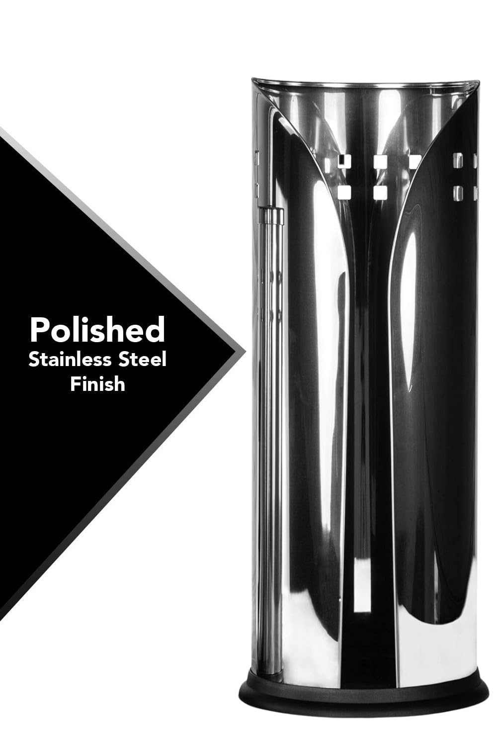 Stainless Steel Free Standing Toilet Paper Holder Stand - Modern Bathroom Tissue Storage Organizer with Non-Slip Base for Home, Office, RV & Guest Bathroom Decor
