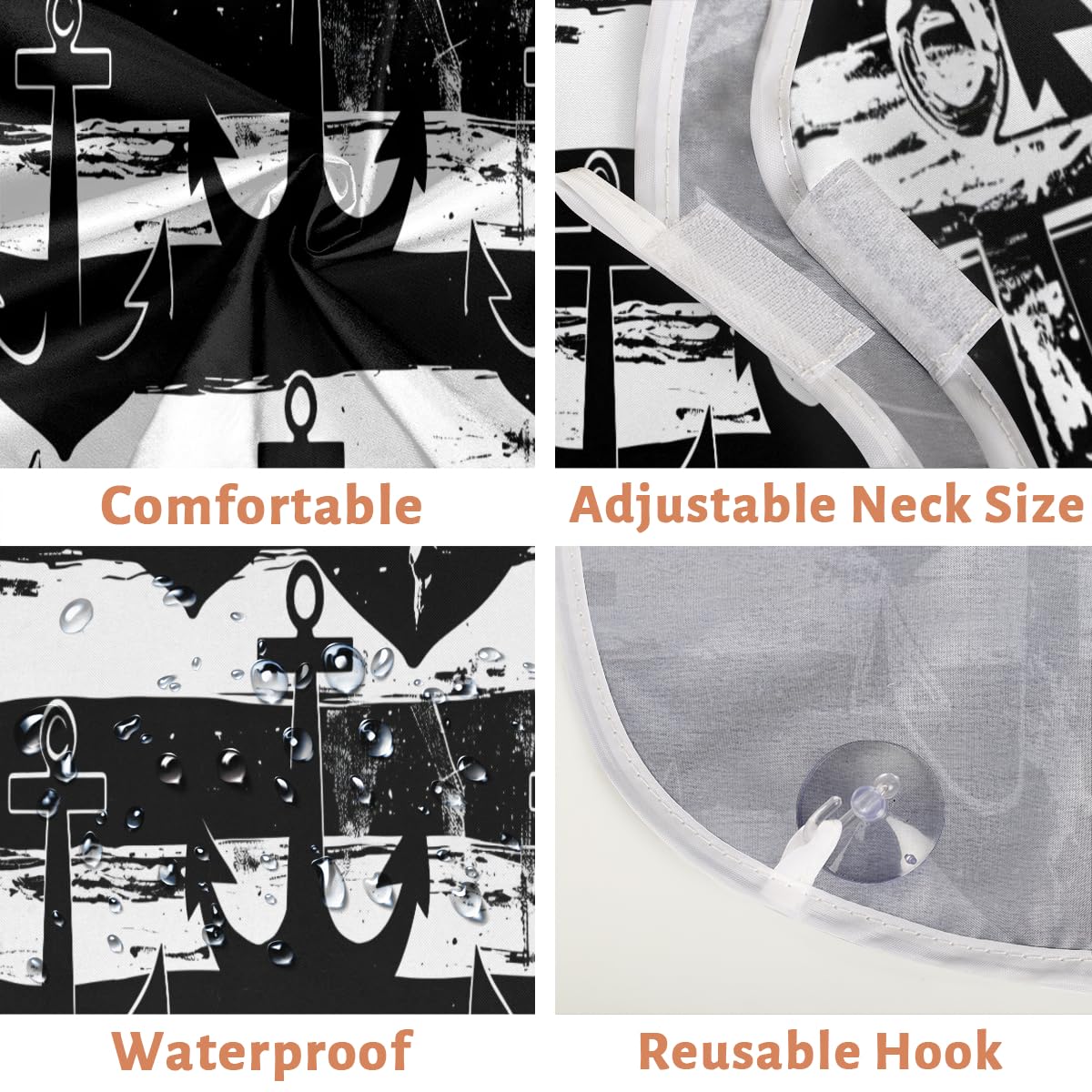 **Men's Striped Anchor Print Beard Shaving Bib - Waterproof Hair Dye & Makeup Apron for Barbers & Stylists - Sink Hair Catcher & Beard Trimming Tool - Perfect for Home Grooming & Salon Use**