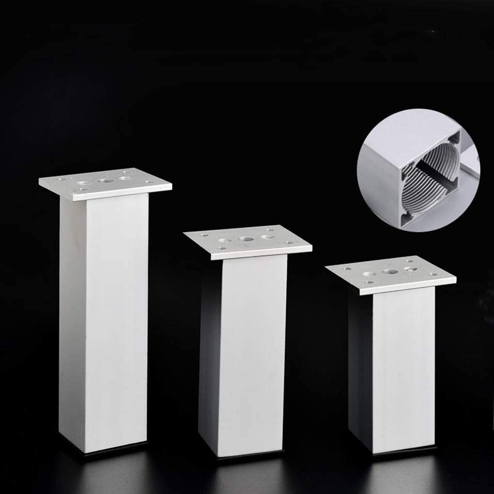 Adjustable Metal Table Legs 12cm - 4pcs Square Aluminum Alloy Furniture Feet for Sofa, Desk, Bed & Cabinets - Durable Replacement Risers for Home & Office Furniture