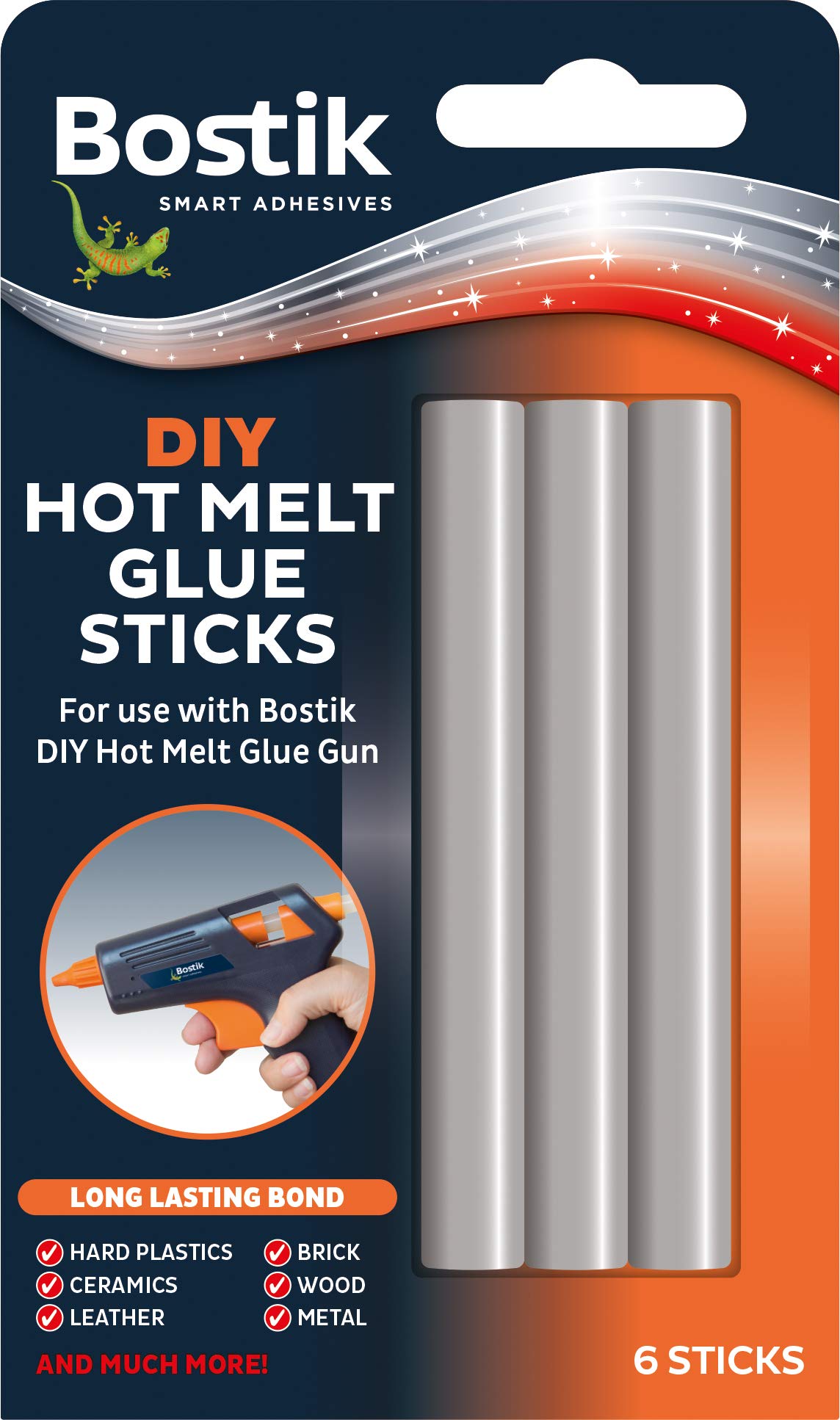 Bostik 10 x DIY Hot Melt Glue Gun Sticks 6 per Pack - Strong Adhesive for Crafts, Woodworking, Home Repairs & DIY Projects