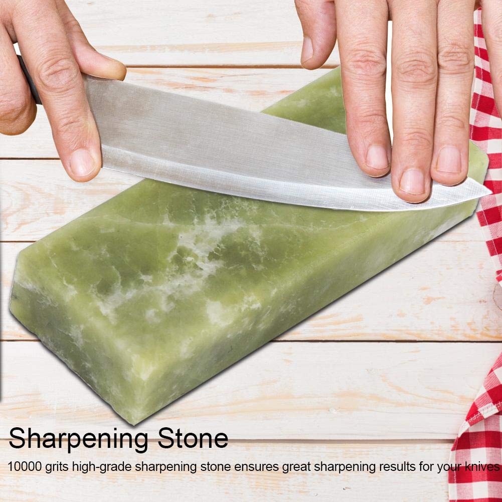 Premium Knife Sharpening Stone Set - 10000 Grit Whetstone for Sharpening Knives, Scissors & Metal Tools - Compact & Portable Mini Sharpener for Home, Kitchen & Outdoor Use (Green)